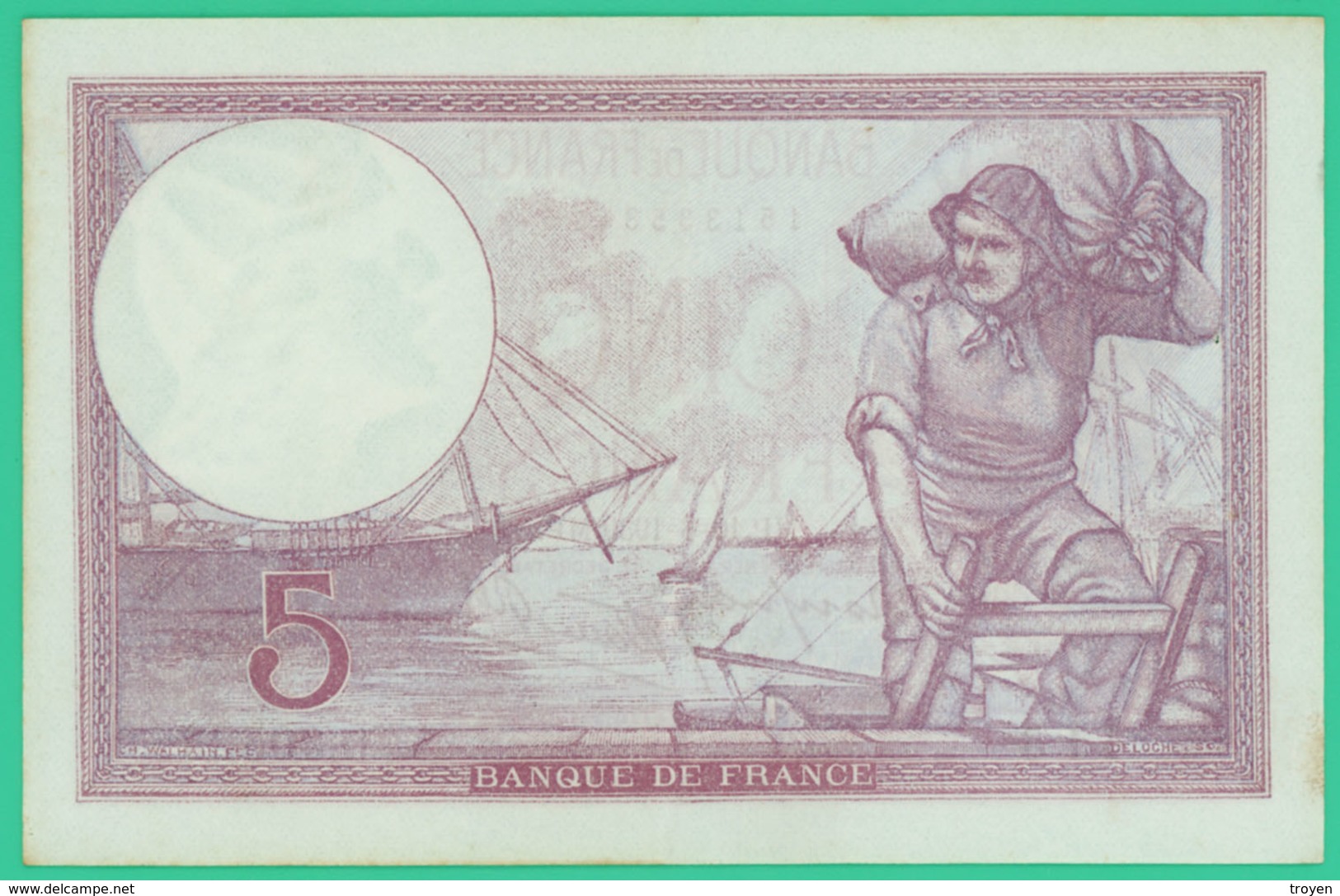 5 Francs - Violet - France - N°. D.60535 415 - 10-8-1939 MP -  Sup  - - 5 F 1917-1940 ''Violet''