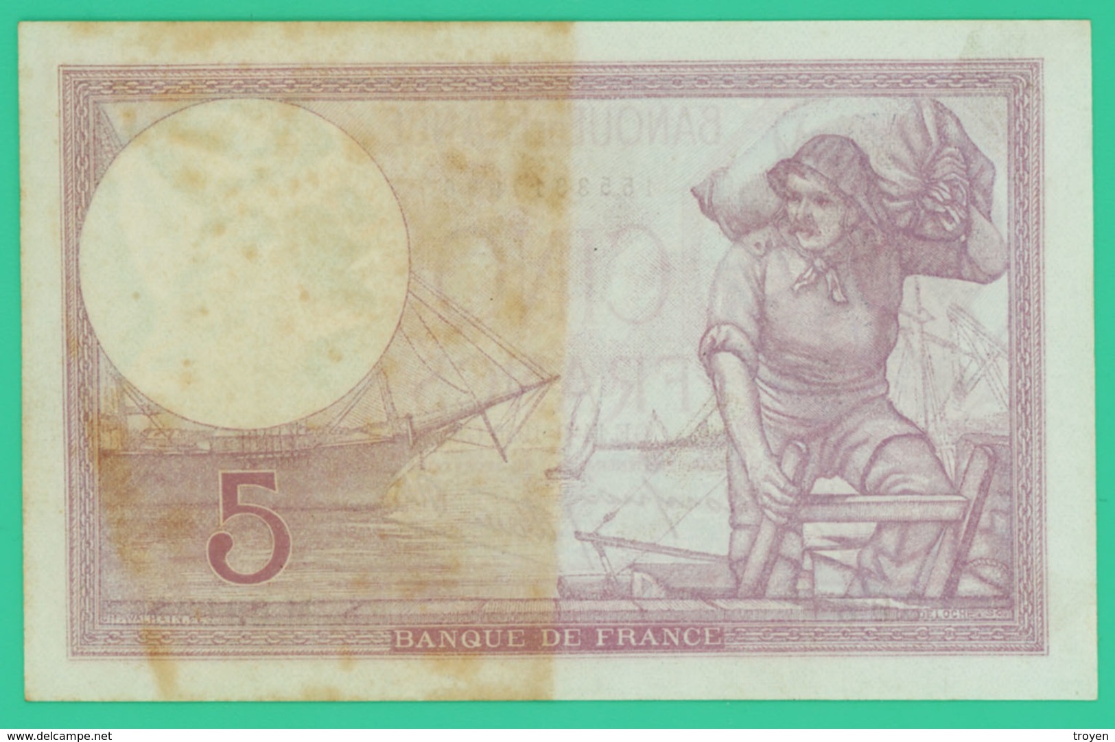 5 Francs - Violet - France - N°. M.62133 996 - 14-9-1939 - TB - - 5 F 1917-1940 ''Violet''