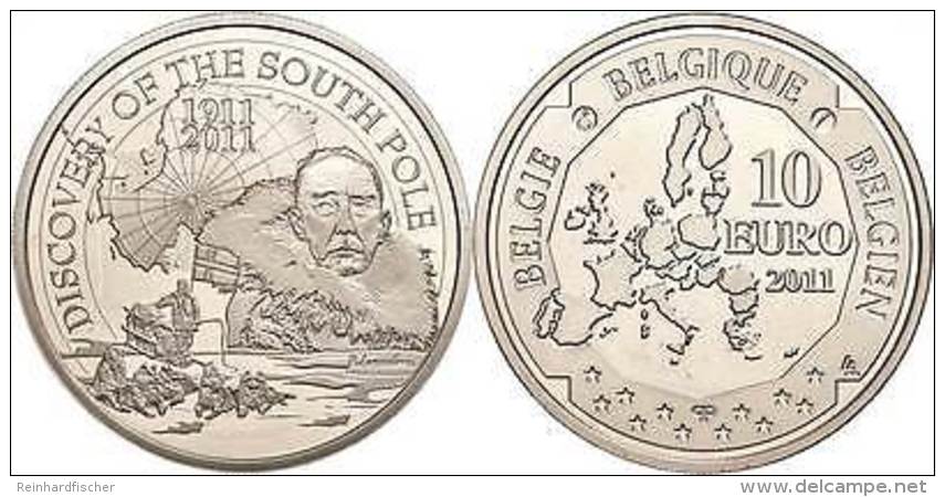 41071) 10 Euro, 2011, 100. Jahrestag Der Entdeckung Des Südpols, KM 309, PP - Belgien