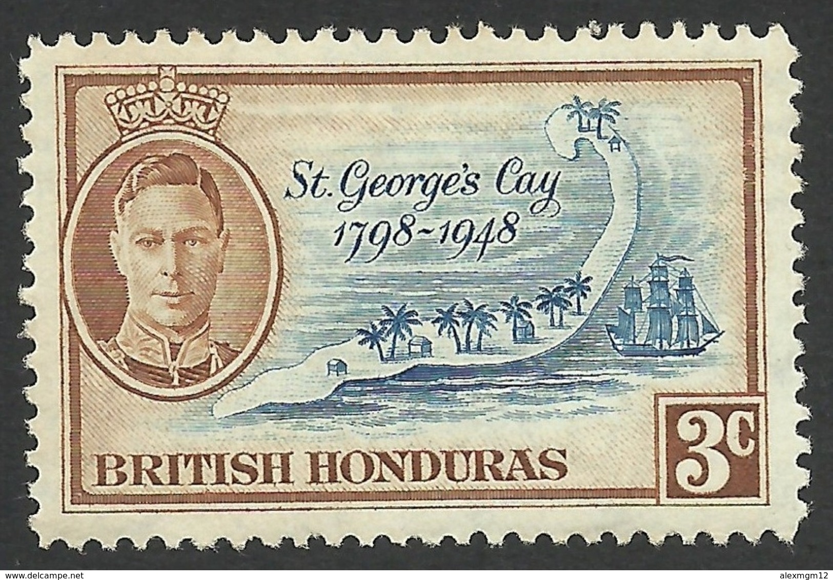 British Honduras, 3 C. 1949, Sc # 132, MH. - Honduras Britannique (...-1970)