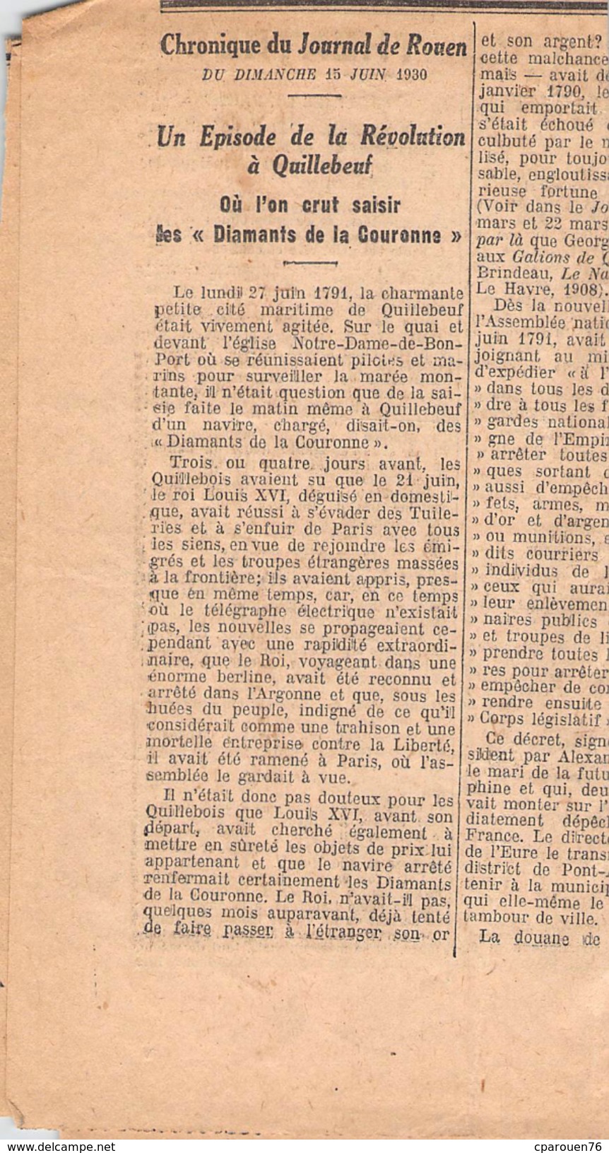 Article De Journal  épave Du Télémaque Seine Quillebeuf Sur Seine 27 Eure Trésor Des Rois De France Or Joyaux épave - Documenti Storici