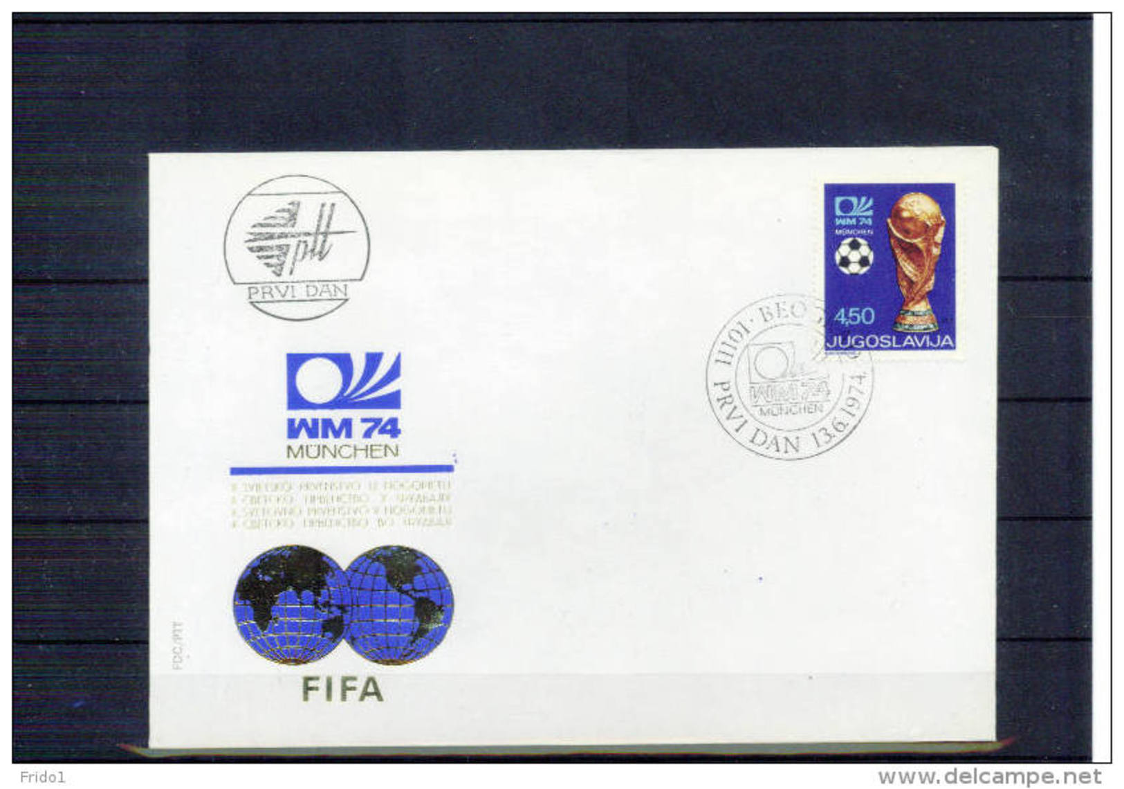 Jugoslawien / Yugoslavia 1974 World Football Championship Muenchen FDC - 1974 – Alemania Occidental