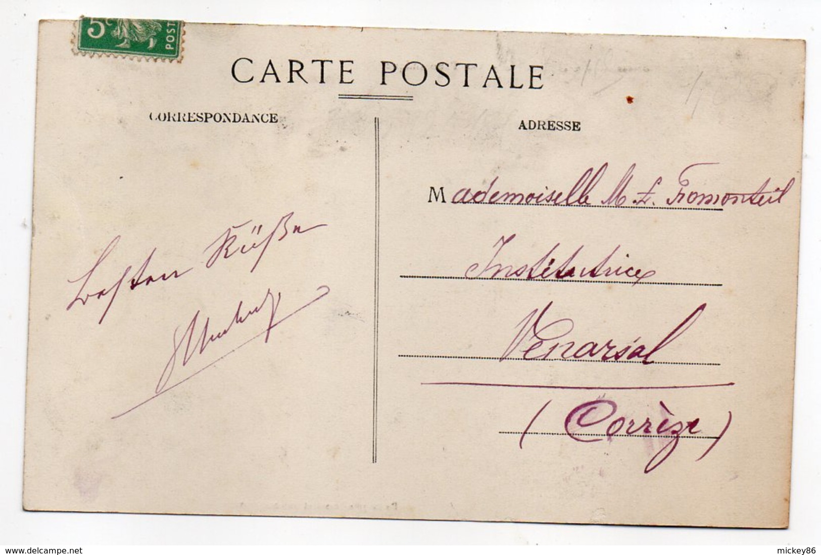 1914--cachet Manuel Ambulant "Ussel à Brive" Sur CPA  Uzerches--19 - Railway Post