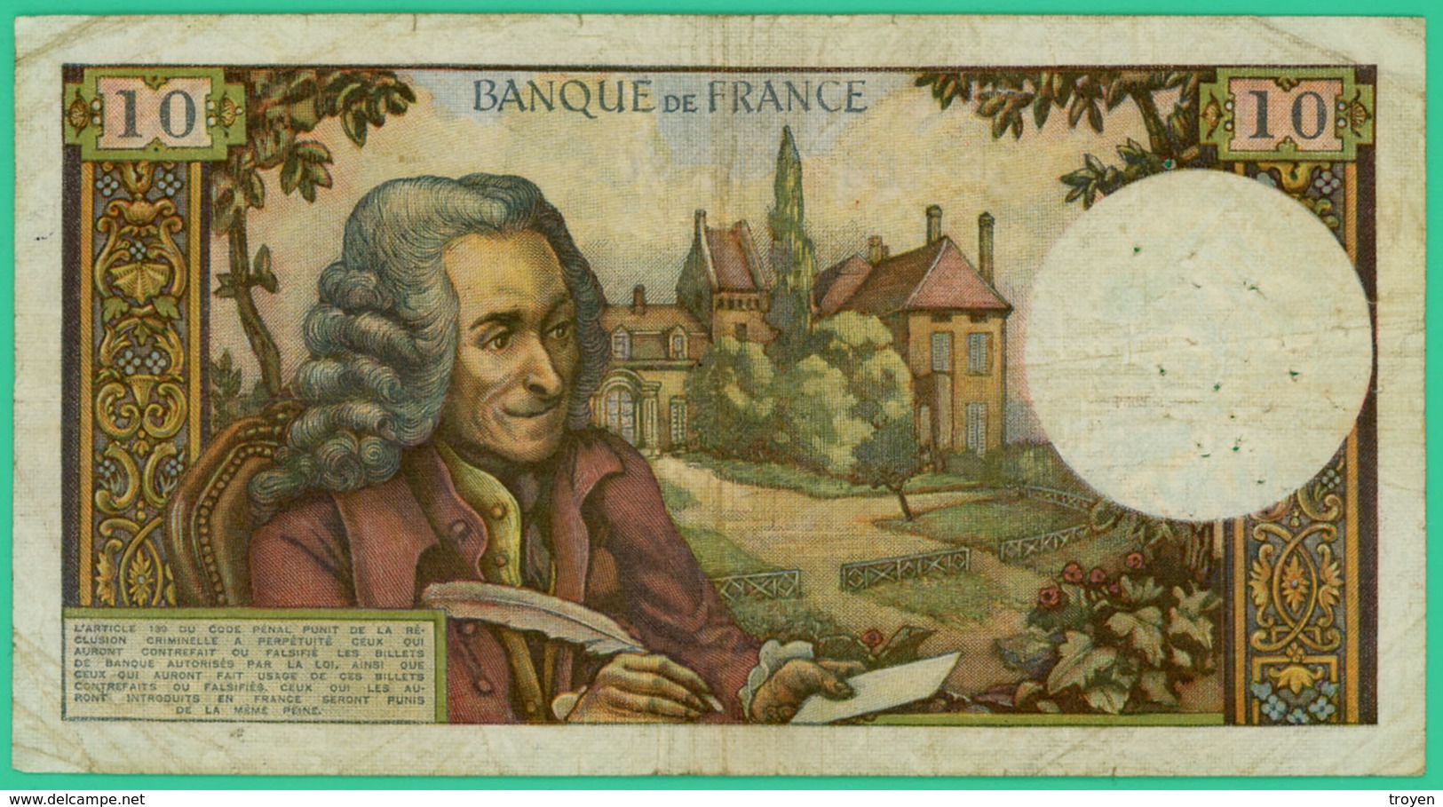 10  Francs - Voltaire  -  France - N°.M.119 45372 - NC.8=1=1965.C.   - TB+  - - 10 F 1963-1973 ''Voltaire''