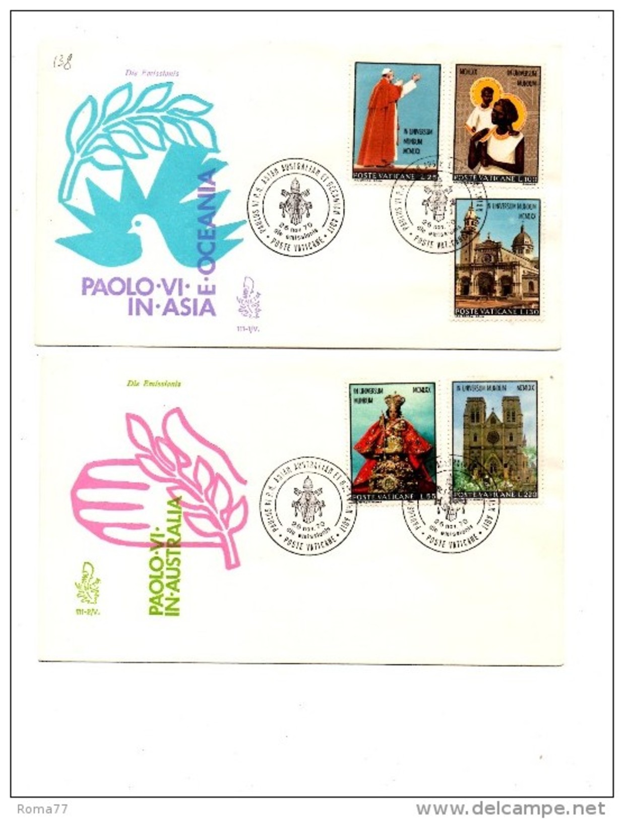 Fa138 - VATICANO FDC 1970 ( Ed. VENETIA ) : PAOLO VI ASIA - FDC