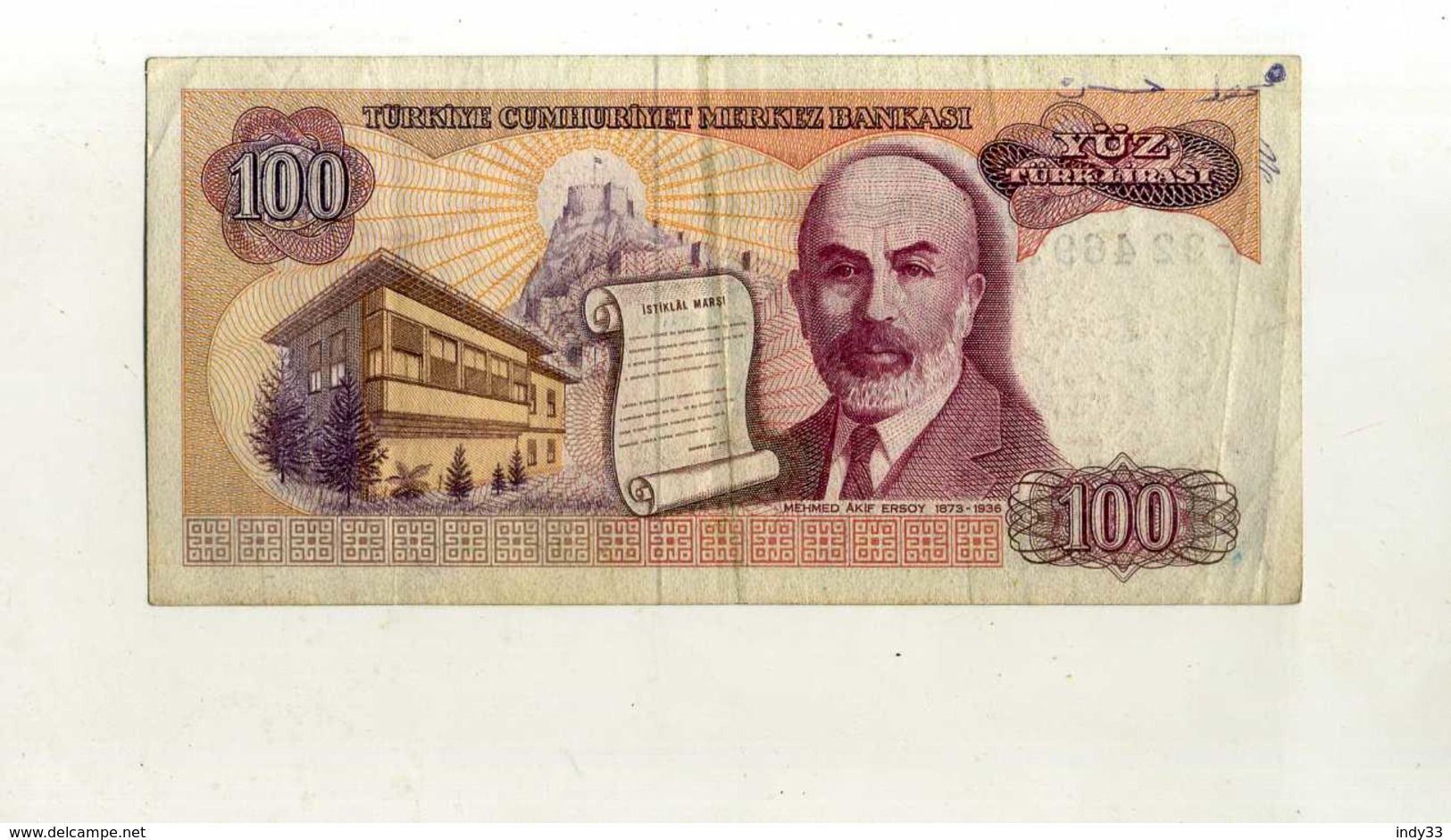 - TURQUIE . BILLET  100 L. 1970 . - Turchia