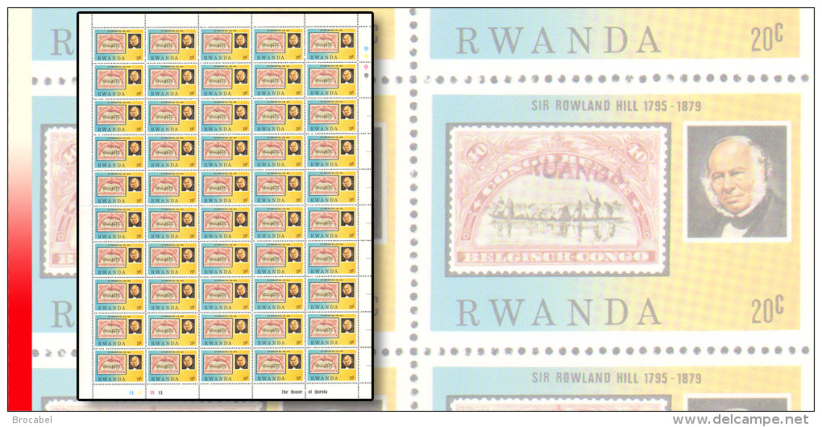 Rwanda 0946**  20c  Rowland Hill  - Feuilles / Sheet De 50 MNH - Ungebraucht