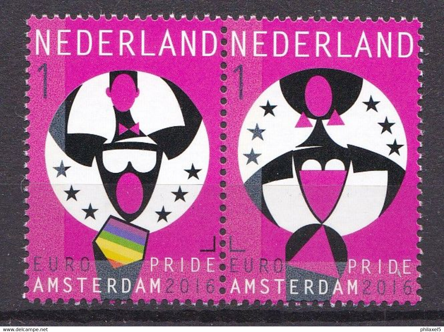 Nederland - Europride Amsterdam 2016 - Horizontaal Paar 2 - MNH - NVPH 3428-3429 - Ongebruikt