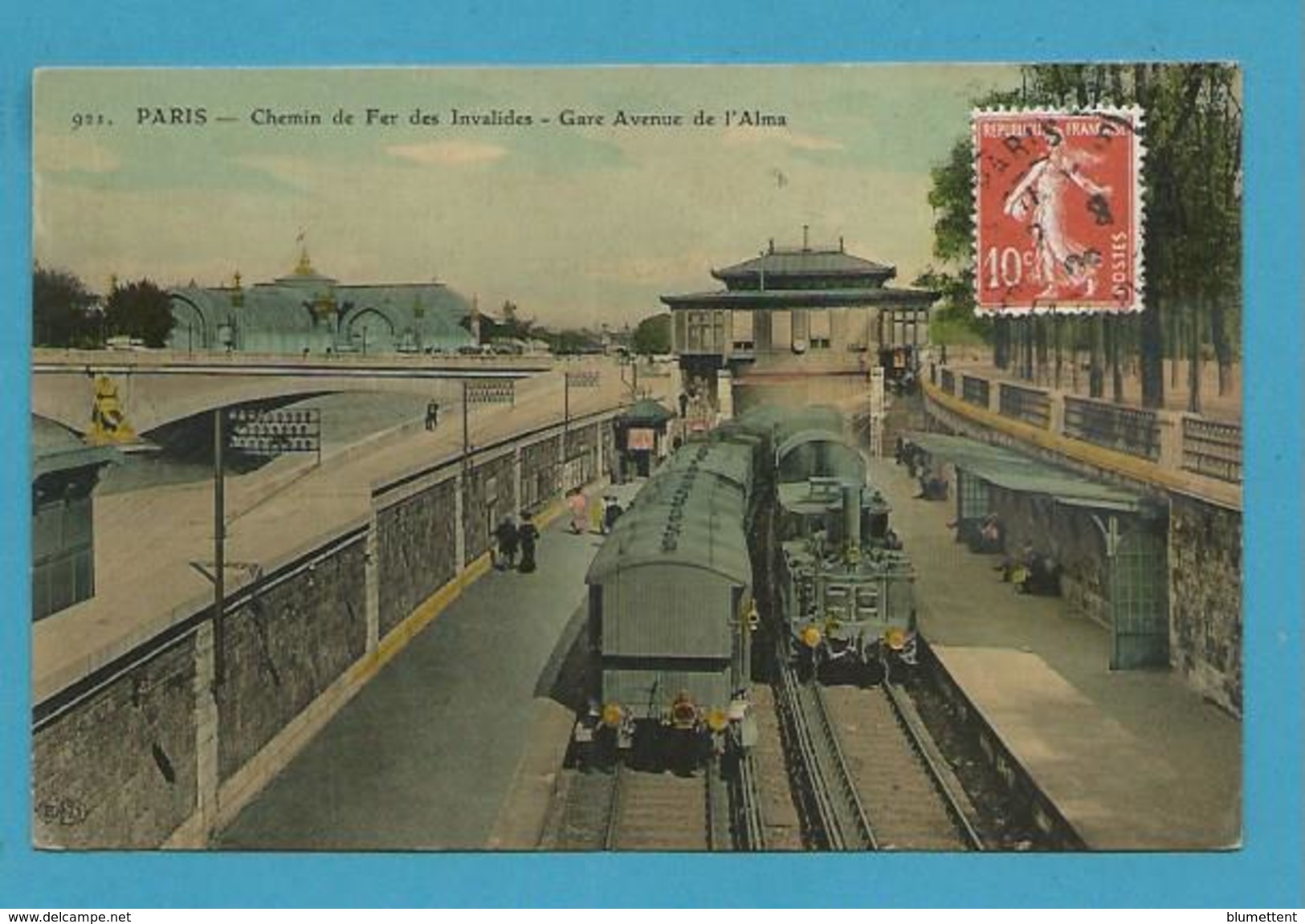 CPA 921 Toilée - Chemin De Fer Des Invalides Trains Gare Avenue De L'Alma PARIS 75 - Metro, Stations