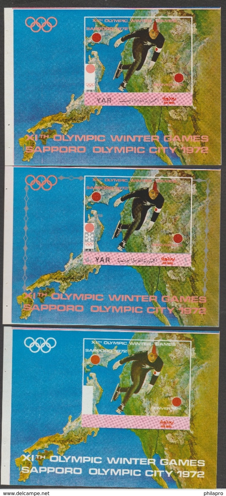 YAR  YEMEN  6  PROGESSIVE IMPERF PROOF OLYMPIC  SAPPORO 72   See 2 Scans   **MNH  Réf  3733A - Winter 1972: Sapporo