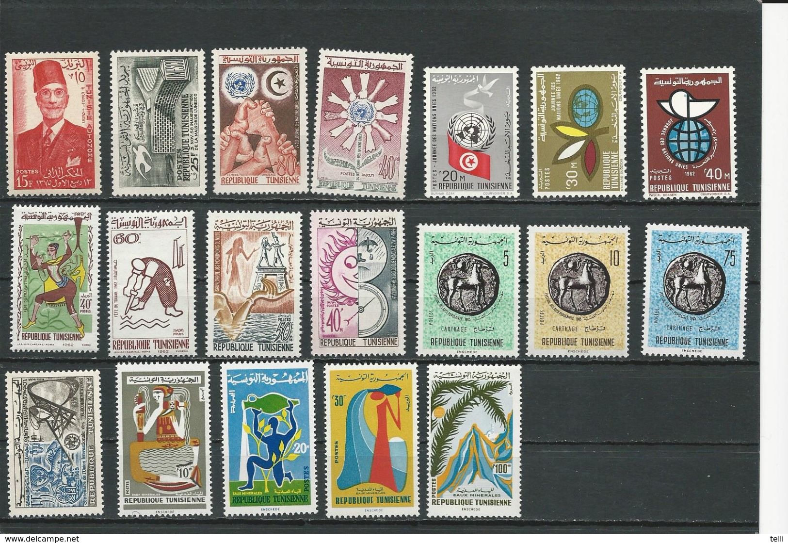 TUNISIE Lot D Timbres Neufs SANS Charniere (18) ** Cote 11,00$ 1956-66 - Tunisie (1956-...)