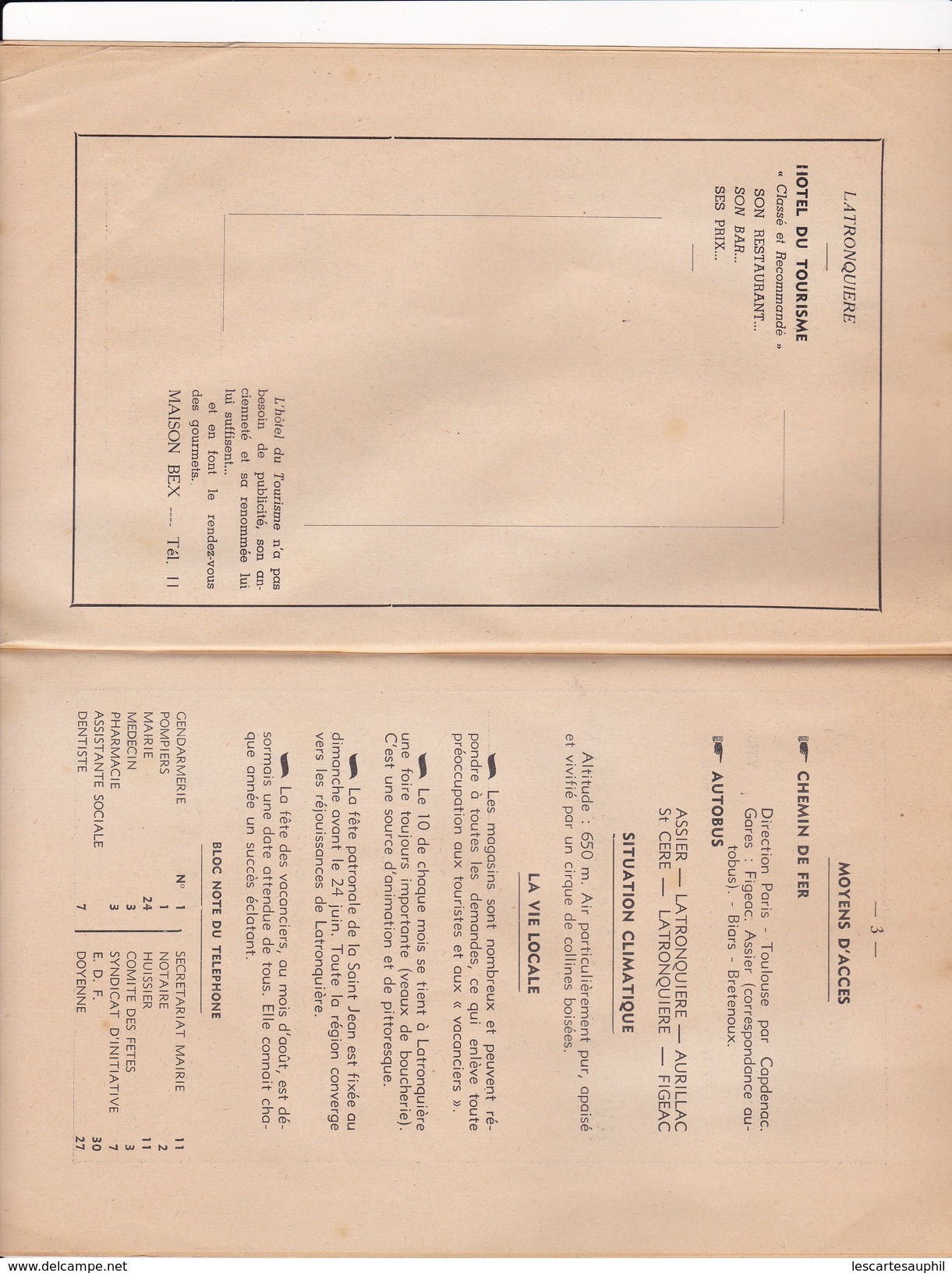 Revue Touristique Latronquiere Illustrée Pierre Delclaux Capitale Du Segala Nombreuses Pub Commerce Histoire Du Village - Dépliants Touristiques