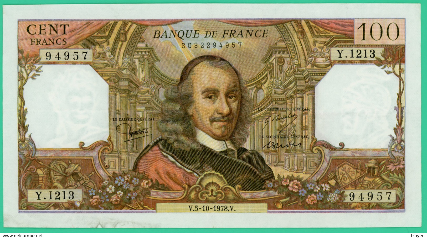 100  Francs - Corneille   -  France - N°Y.1213 94957 - V.5-10-1978.V.   -  TTB- - 100 F 1964-1979 ''Corneille''