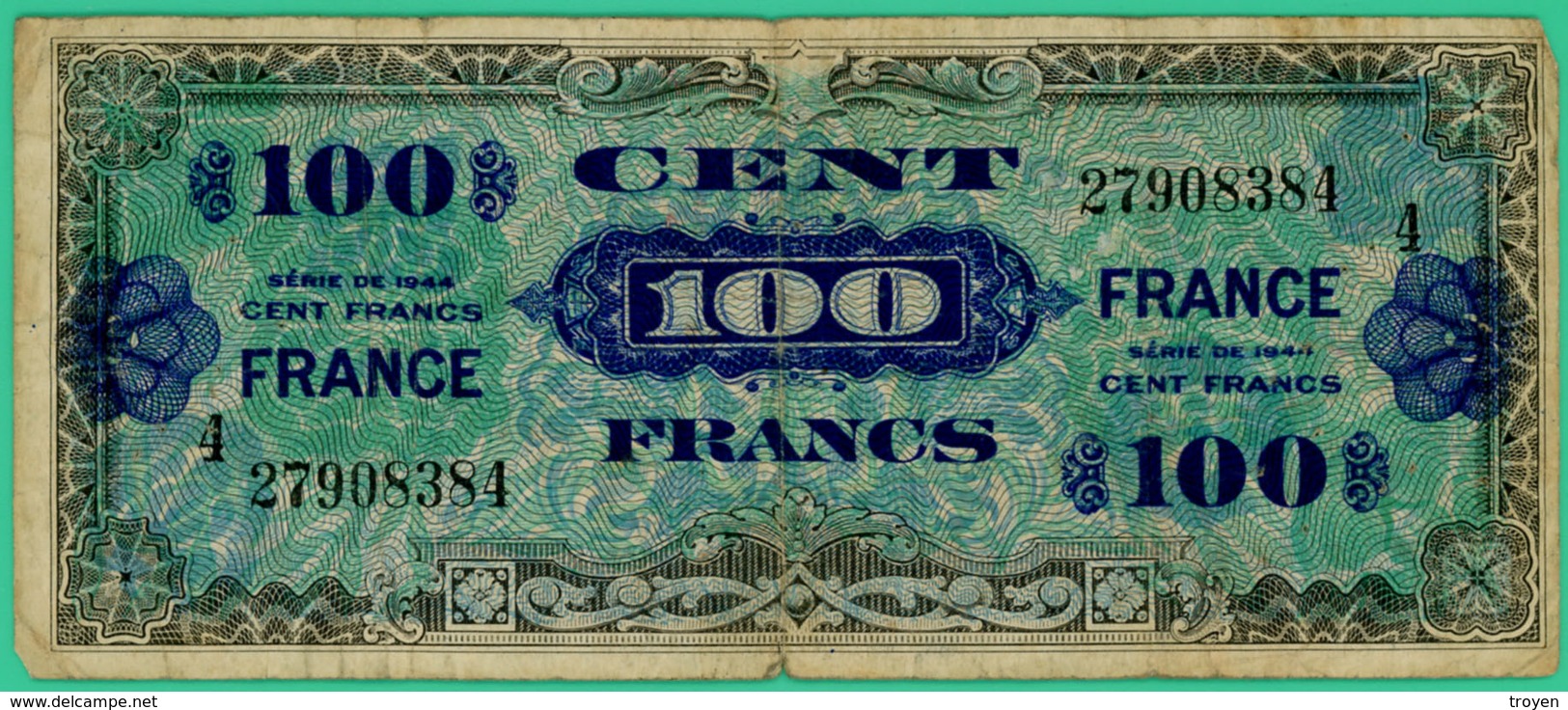 100  Francs -  France - Série 1944 - 4 - N° 27908384 - TB+ - - 1944 Drapeau/France