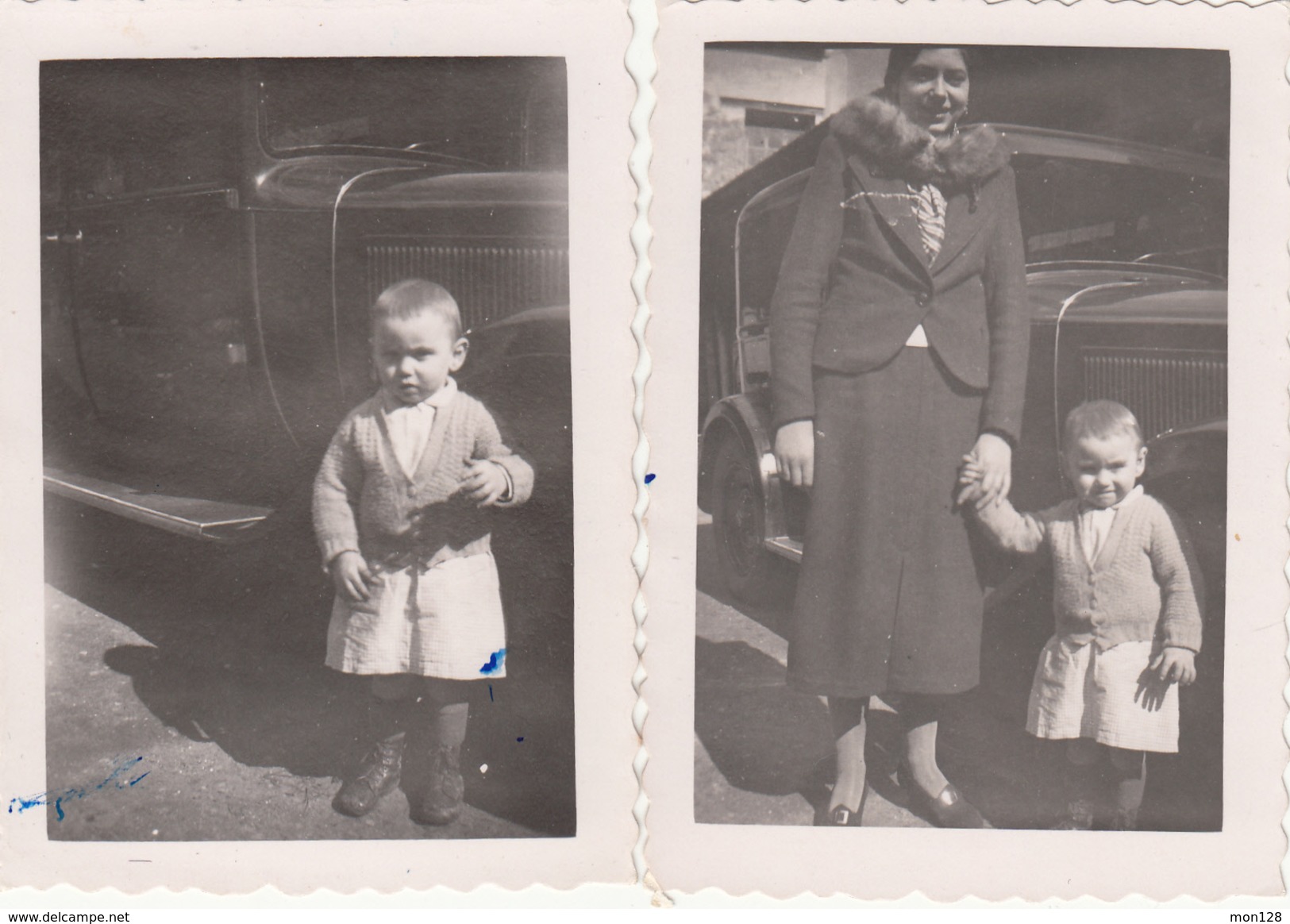 GAILLON YVELINES -2 PHOTOS DE FAMILLE 1937- VOITURE ANCIENNE-dim 9x6,5 Cms - Lieux