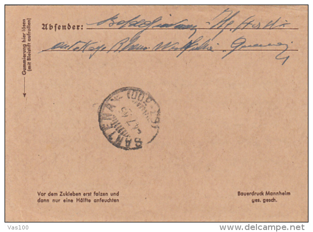 WAR CORRESPONDENCE, COVER SENT FROM GERMANY TO ITALY, 3RD REICH CENSORSHIP, 1945, GERMANY - Briefe U. Dokumente