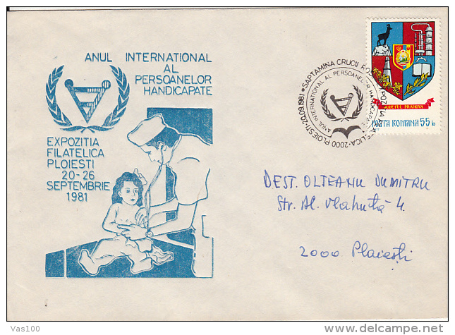 HANDICAPS, INTERNATIONAL YEAR OF HANDICAP PEOPLE, SPECIAL COVER, 1981, ROMANIA - Handicap