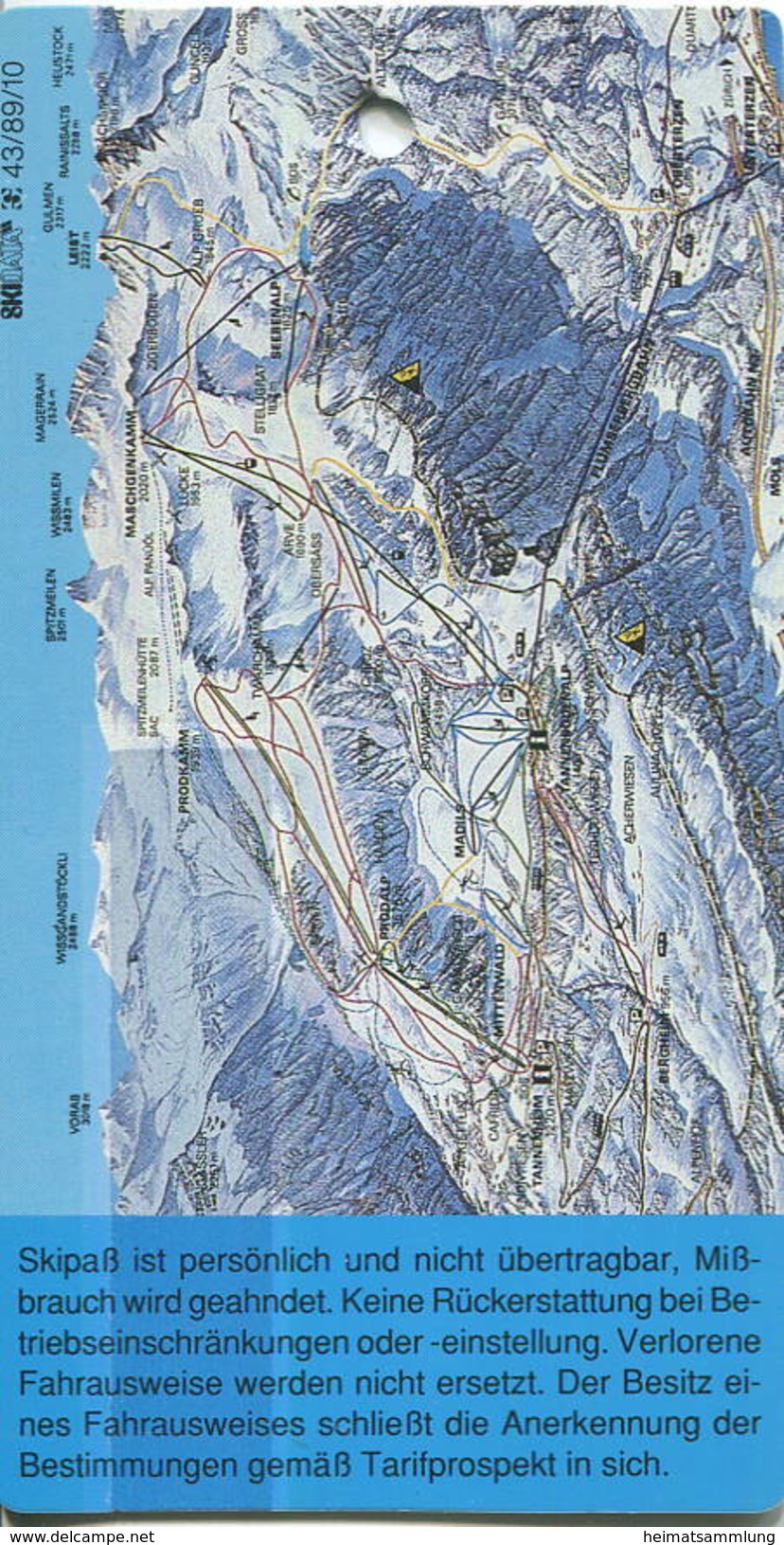 Schweiz - Flumserberg - Skipass 1991 - Europa