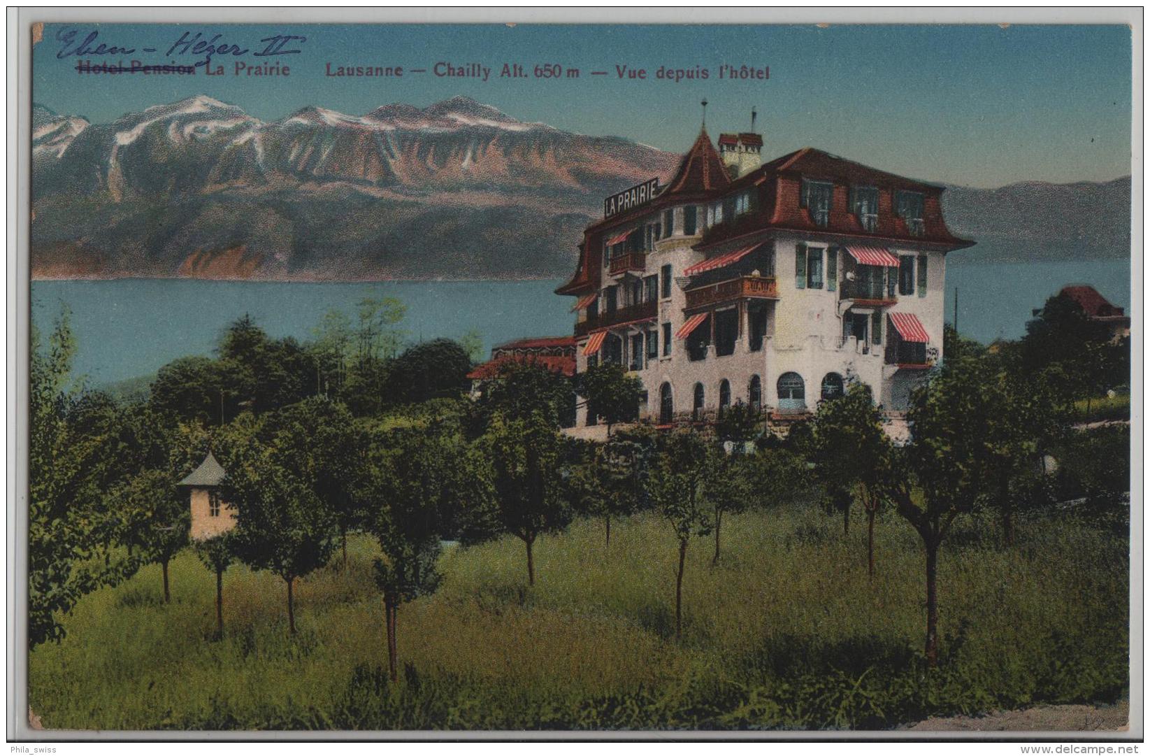 Hotel-Pension La Prairie - Lausanne Chailly (alt. 650 M) - Vue Depuis L'Hotel - Photo: Guggenheim No. 8810 Litho - Lausanne