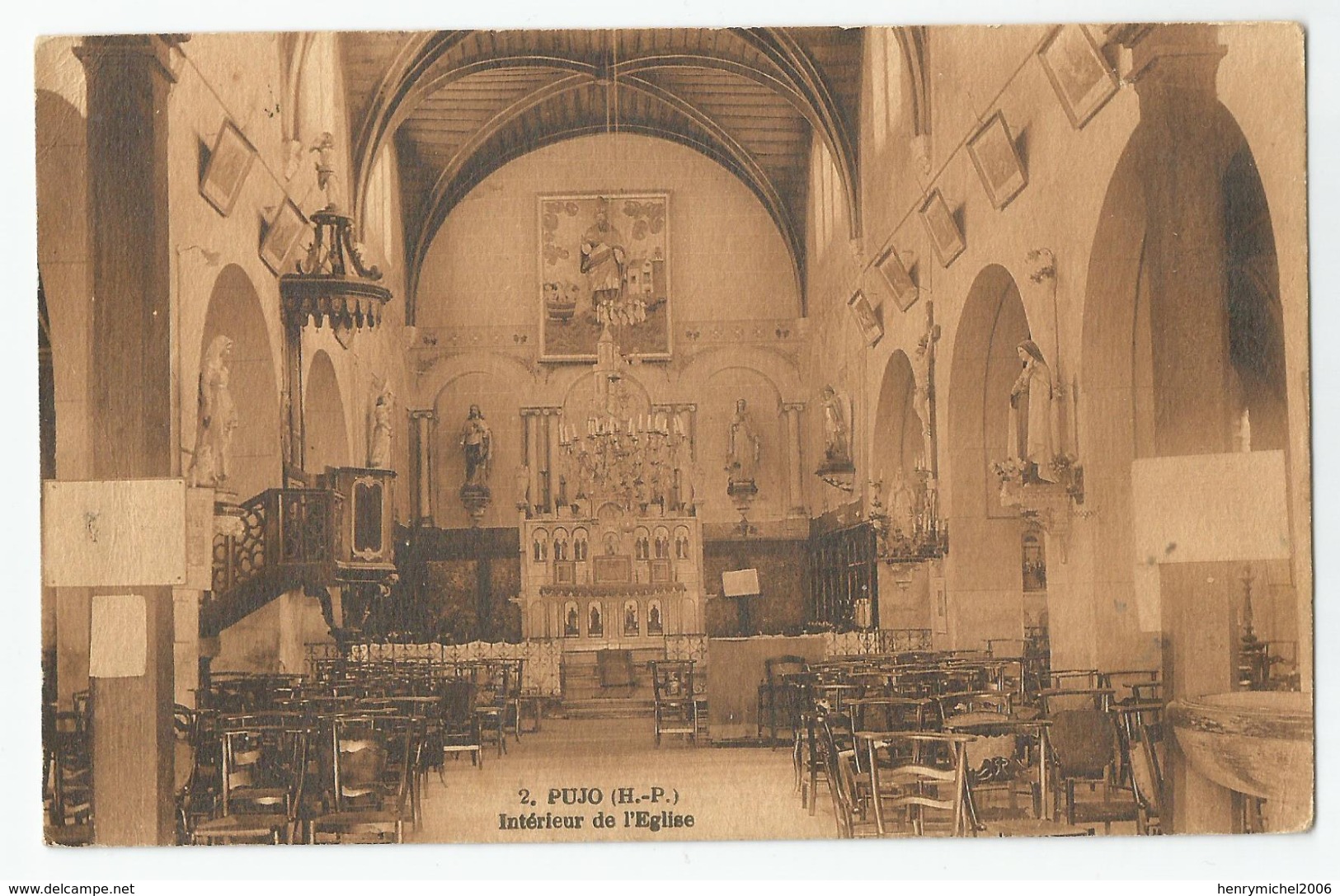 Marcophilie - Pujo - 65 - Intérieur De L'église Cachet 22 E Section De Coma Détachement De Vanves Réexpédié 20/07/1940 - 2. Weltkrieg 1939-1945