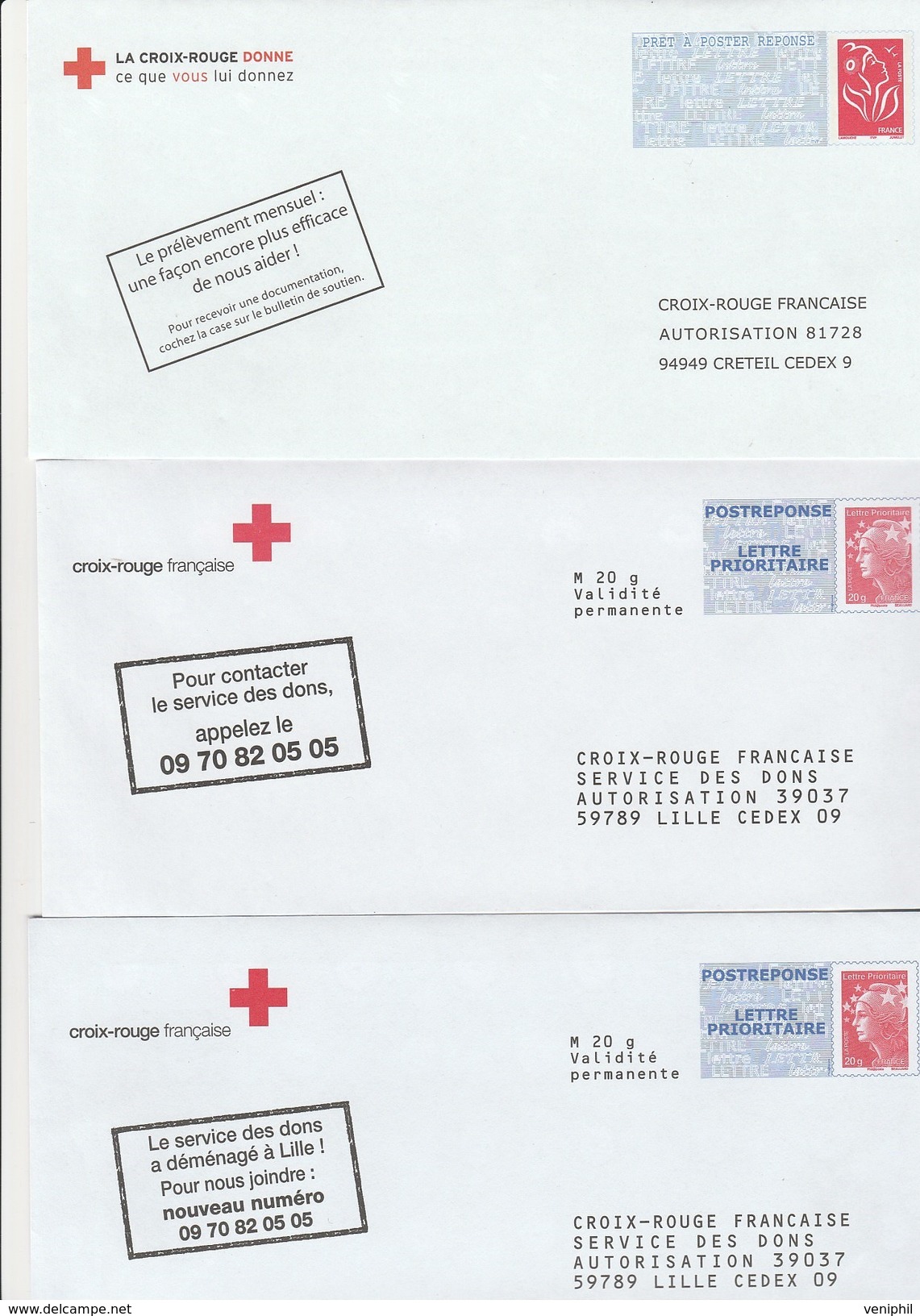 3 MODELES DE  LETTRES PRE AFFRANCHIES -CROIX ROUGE - Croce Rossa
