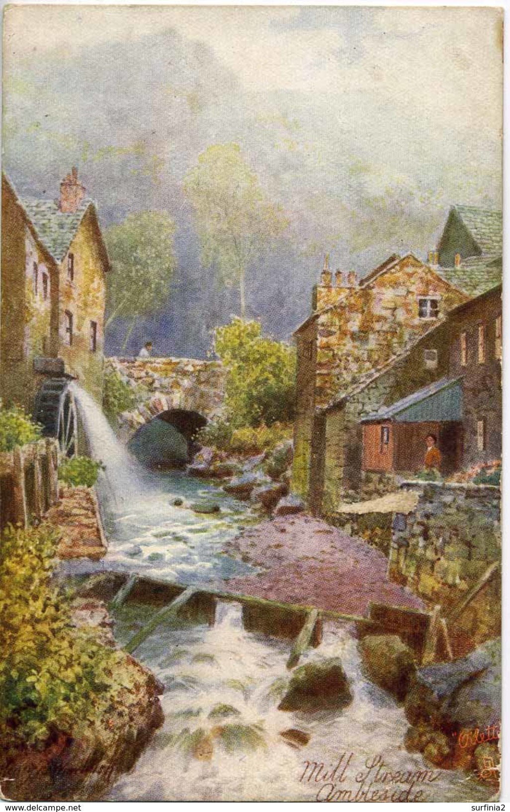 TUCKS OILETTE - HENRY WIMBUSH 7287 - PICTURESQUE ENGLISH LAKES - MILL STREAM, AMBLESIDE - Wimbush