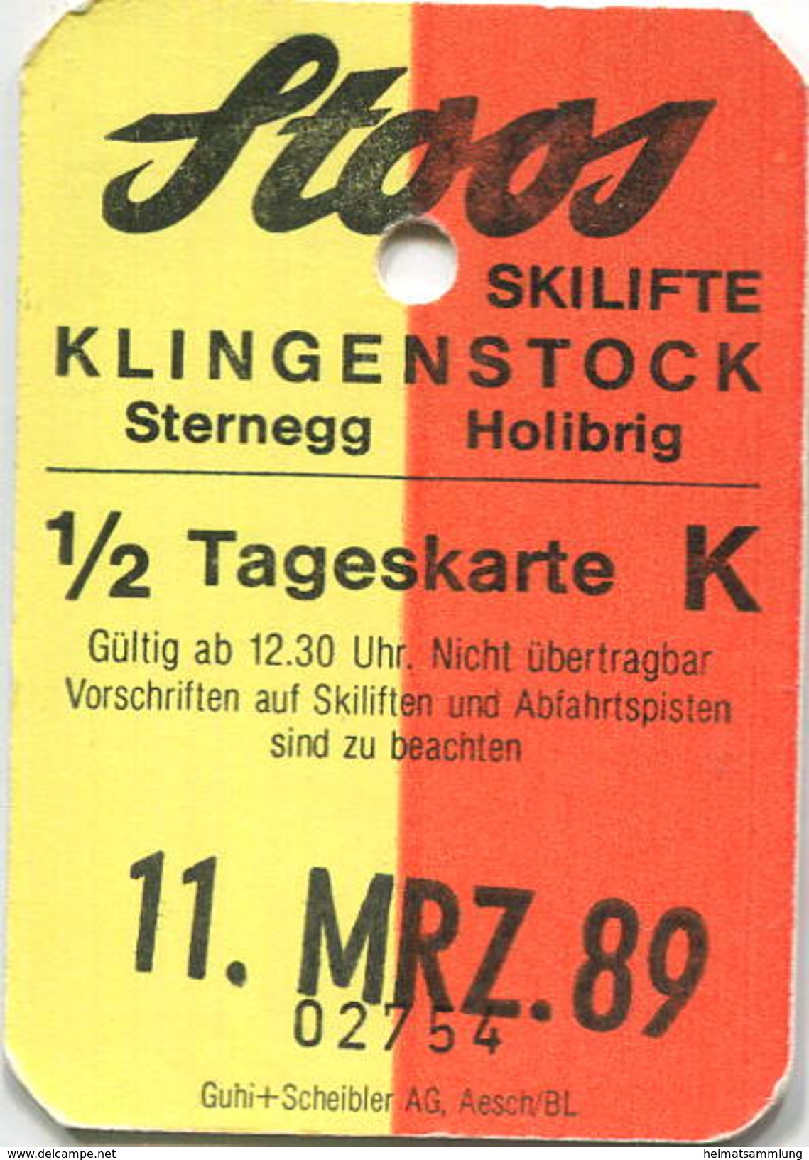 Schweiz - Stoos - Skilifte Klingenstock - Sternegg Holibrig 1989 - Europa