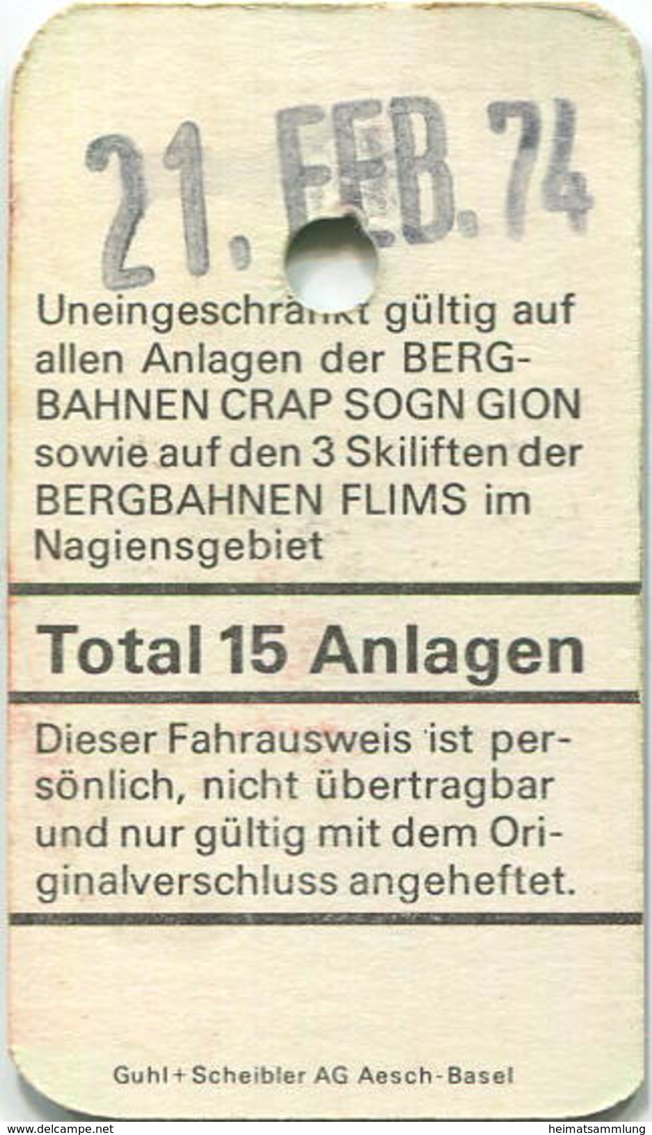Schweiz - Crap Sogn Gion - Bergbahnen Und Skilifte Im Nagiensgebiet 1974 - Europa