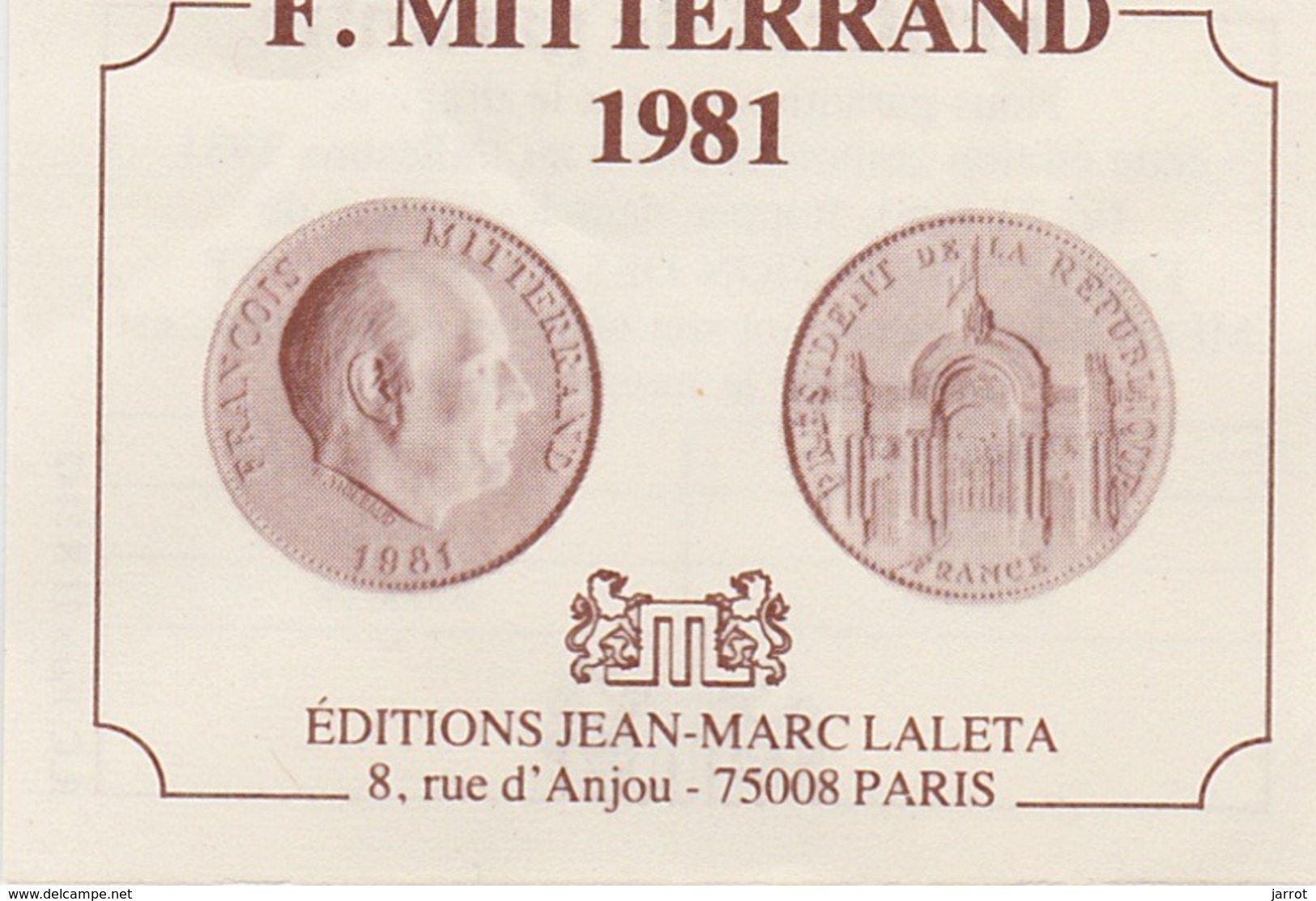 Medaille Or 999 François Mitterrand 1981 6,45 Gr équivalent à La Pièce De 20 Fr - Autres & Non Classés