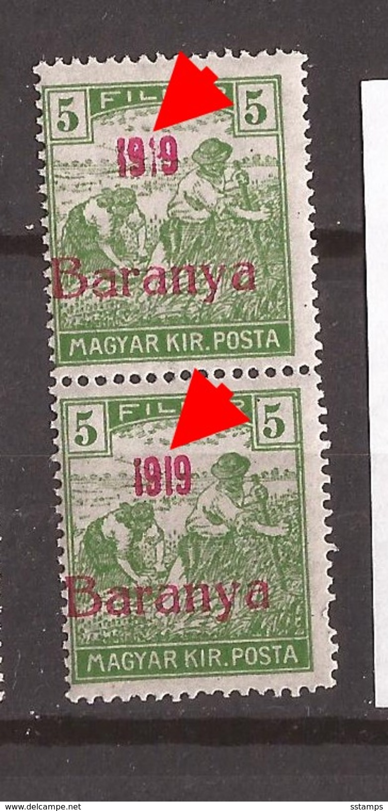 1919  6   BARANYA  UNGARN SERBIA JUGOSLAVIJA OVERPRINT  TYP II TYP III  NEVER HINGED - Baranya