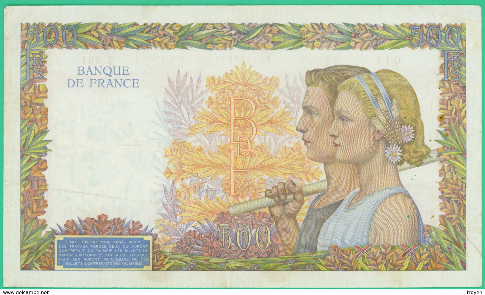 500 Francs  La Paix - France - N°T.461 011 - AE.20-6-1940.AE. - TTB - - 500 F 1940-1944 ''La Paix''