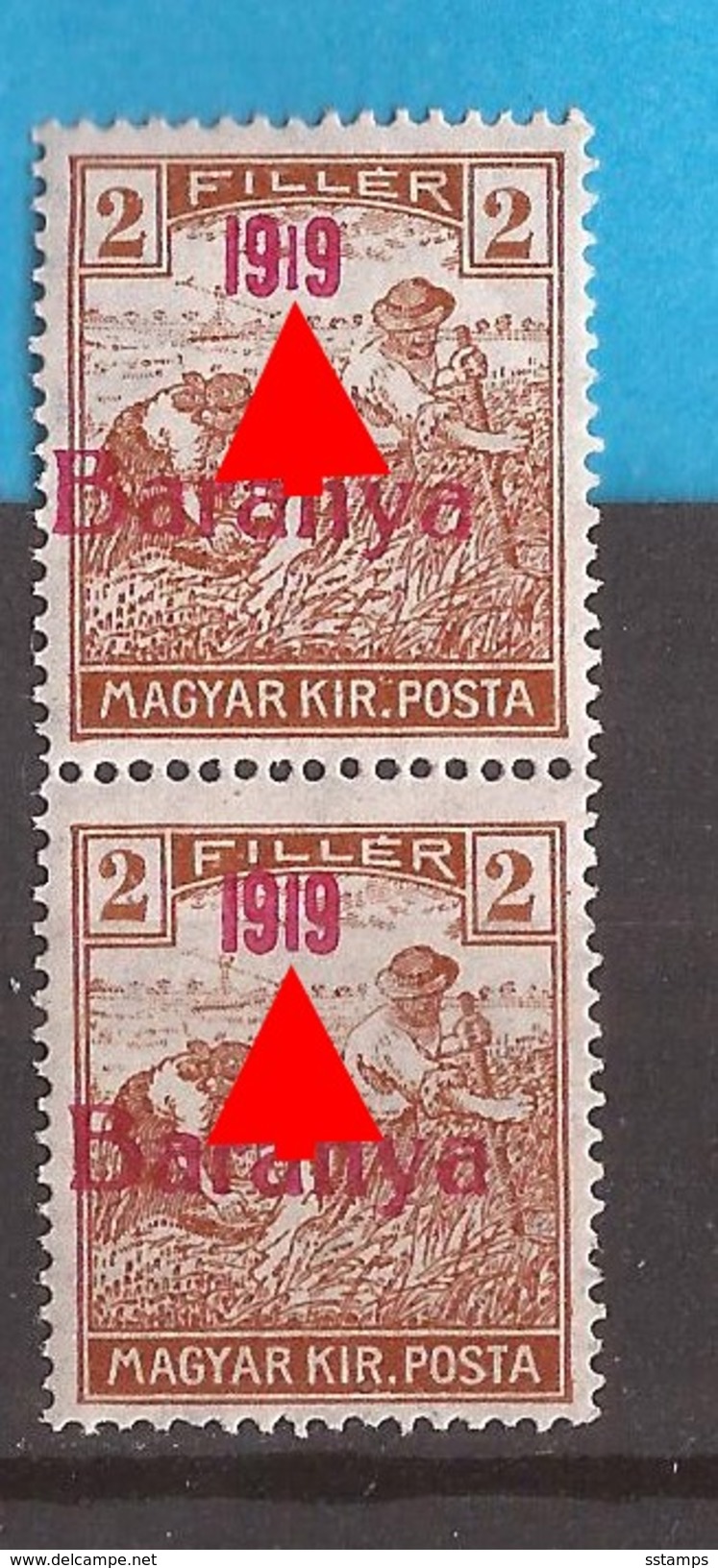 1919  5   BARANYA  UNGARN SERBIA JUGOSLAVIJA OVERPRINT  TYP II TYP IV  NEVER HINGED - Baranya