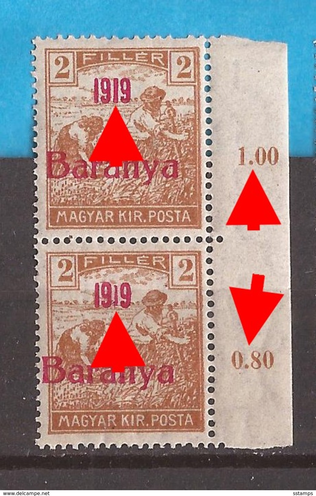 1919  5   BARANYA  UNGARN SERBIA JUGOSLAVIJA OVERPRINT  TYP II TYP IV  NEVER HINGED - Baranya