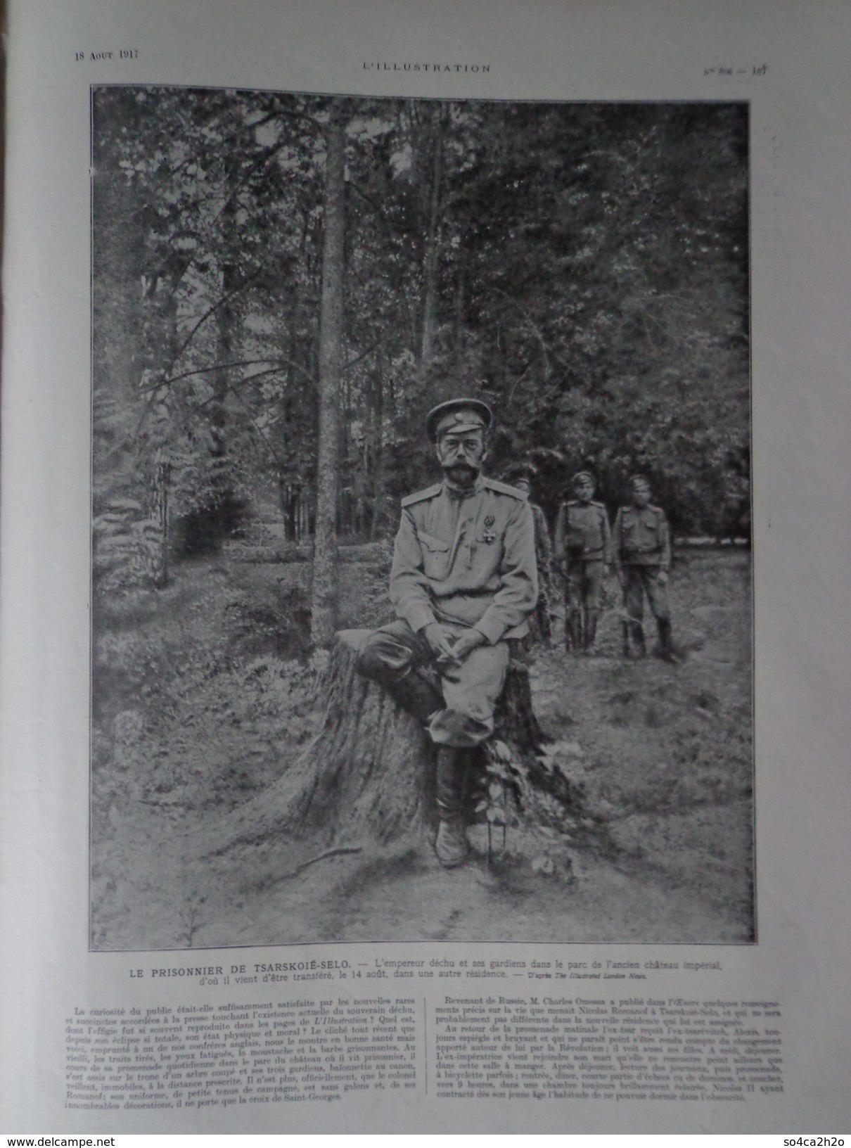 L´illustration N° 3885 18 Août 1917 Kerensky; Le Sous Marin De Wissant; Le Prisonnier De Tsarskoié-Selo - L'Illustration