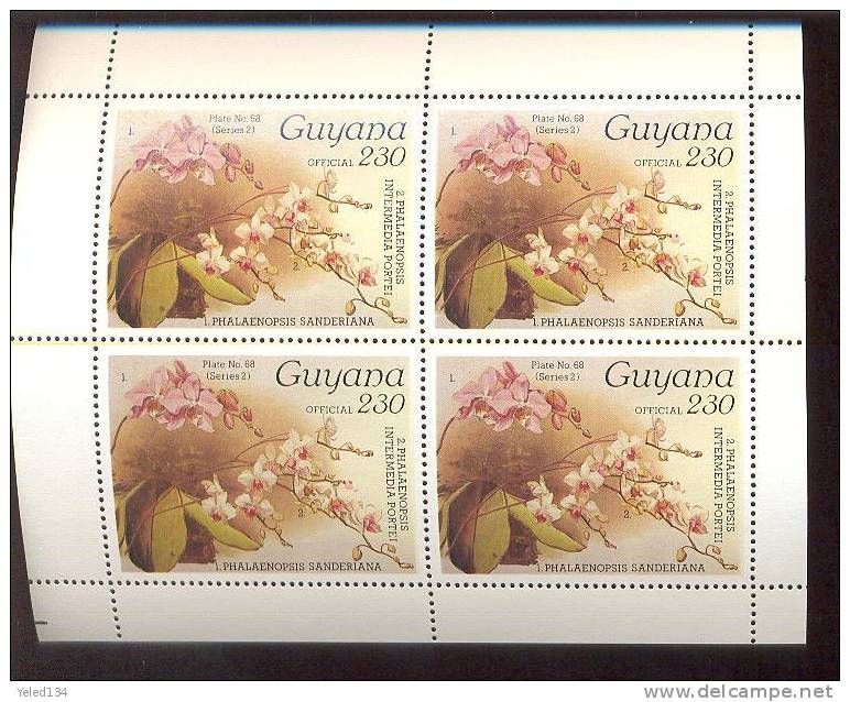 MNH GUYANA # 1722;OP-OFFICIAL; FLOWERS-ORCHARDS(68-II)  ; SPECIAL  EDITION BLOCK OF 4 - Guyana (1966-...)