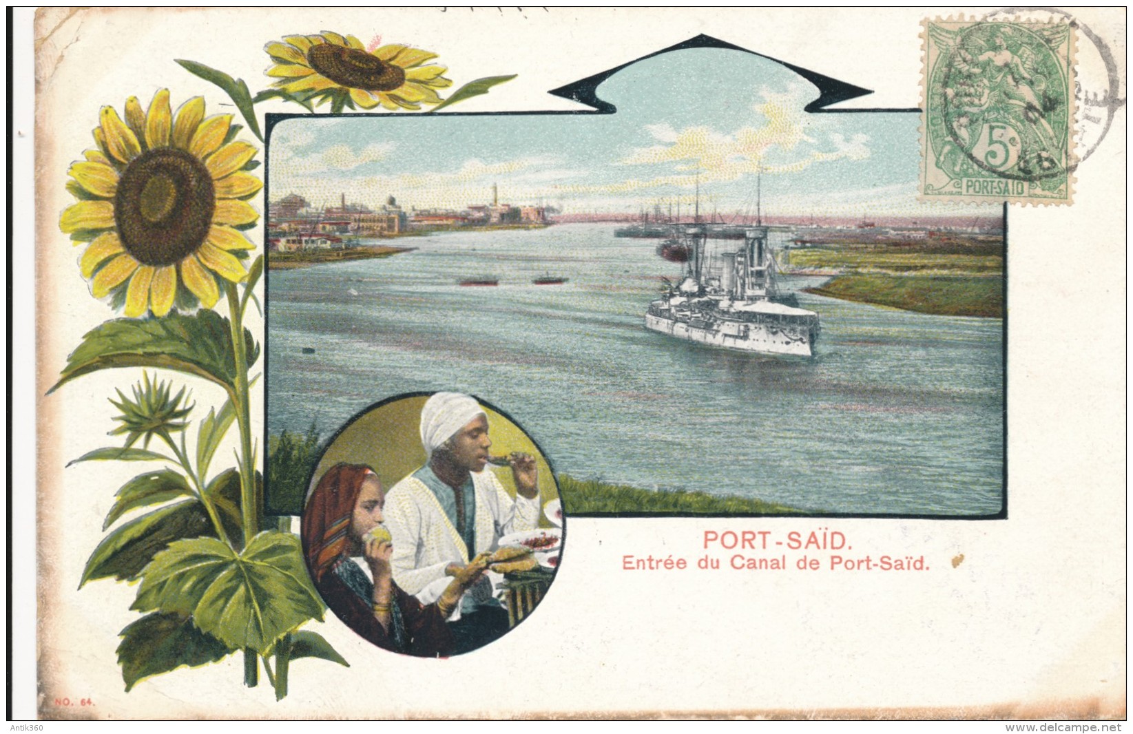 CPA EGYPTE PORT SAÏD Carte Précurseur 1904 Couleur Entrée Du Canal De Port Saïd - Port Said