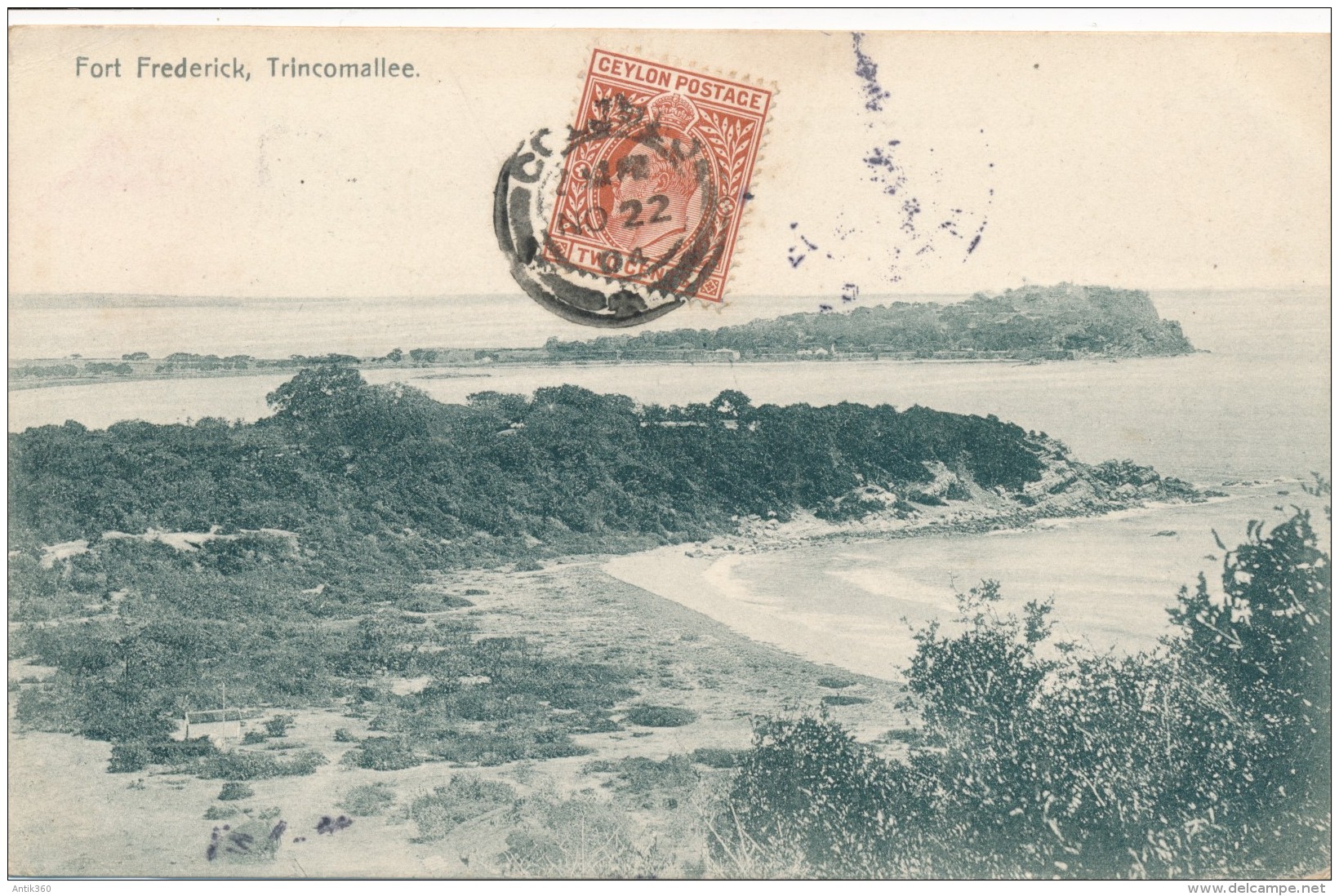 CPA CEYLON SRI LANKA  Fort Frederick Trincomallee Précurseur 1904 + Cachet + Timbre Editeur Platé - Sri Lanka (Ceylon)