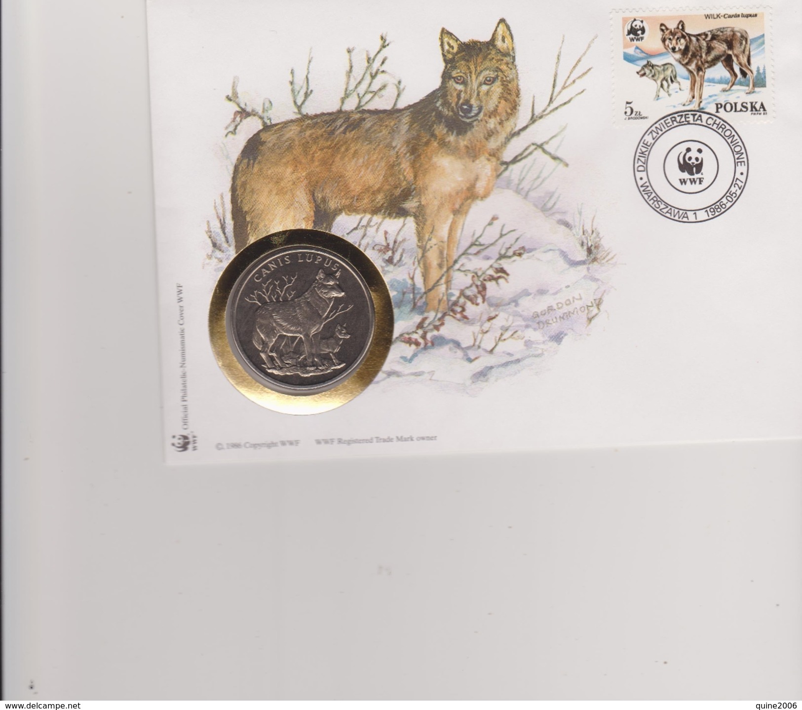 FDC  LOUP DE POLOGNE   +PIECE DU WWF LOUVE ET SON PETIT - Chiens