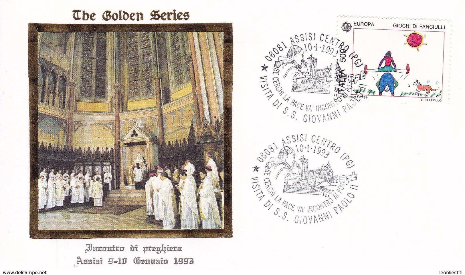 Vatikan / Italien. The Golden Series 1993. Visita Di  S.S. Giovanni Paolo II. A Assisi , 10.1.1993 - FDC