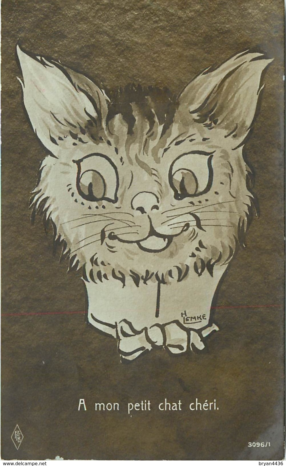 CHATS - CAT -  "A MON PETIT CHAT CHERI" - CPA  ILLUSTRATEUR; H. LEMKE. - Cats