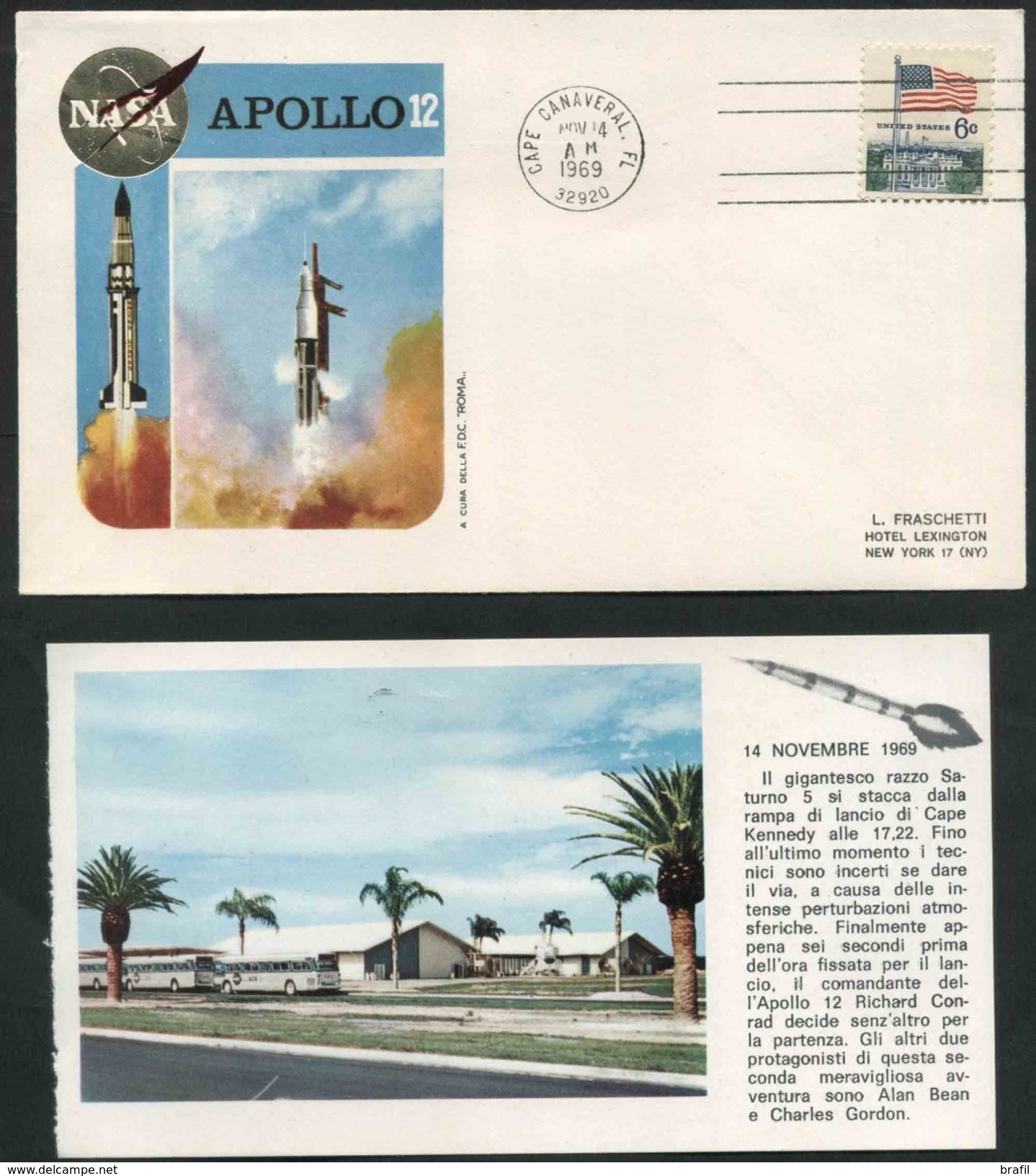 1969 Spazio, Le 5 Buste U.S.A. Realizzate In Occasione Del Lancio Apollo 12, Con Custodia - América Del Norte