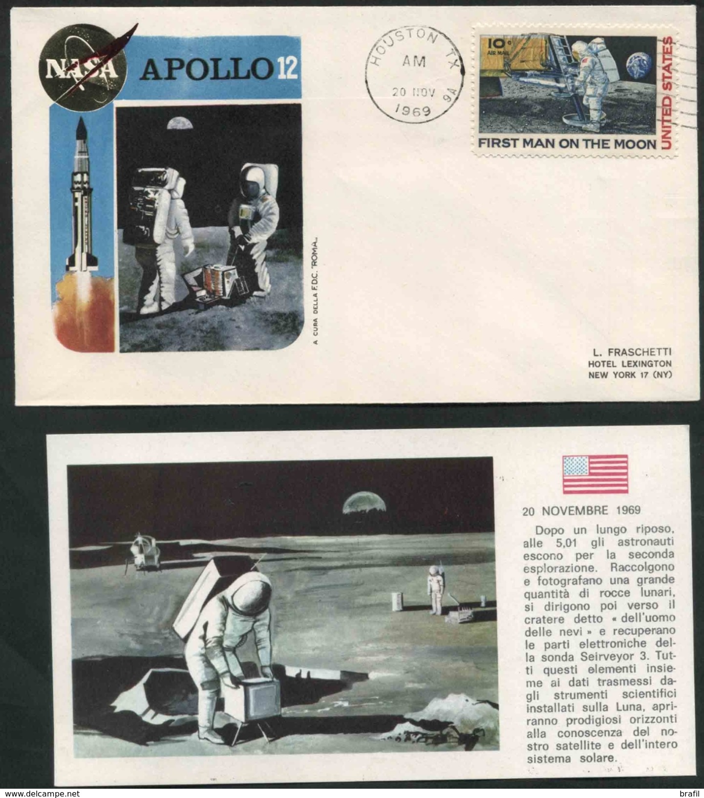 1969 Spazio, Le 5 Buste U.S.A. Realizzate In Occasione Del Lancio Apollo 12, Con Custodia - América Del Norte