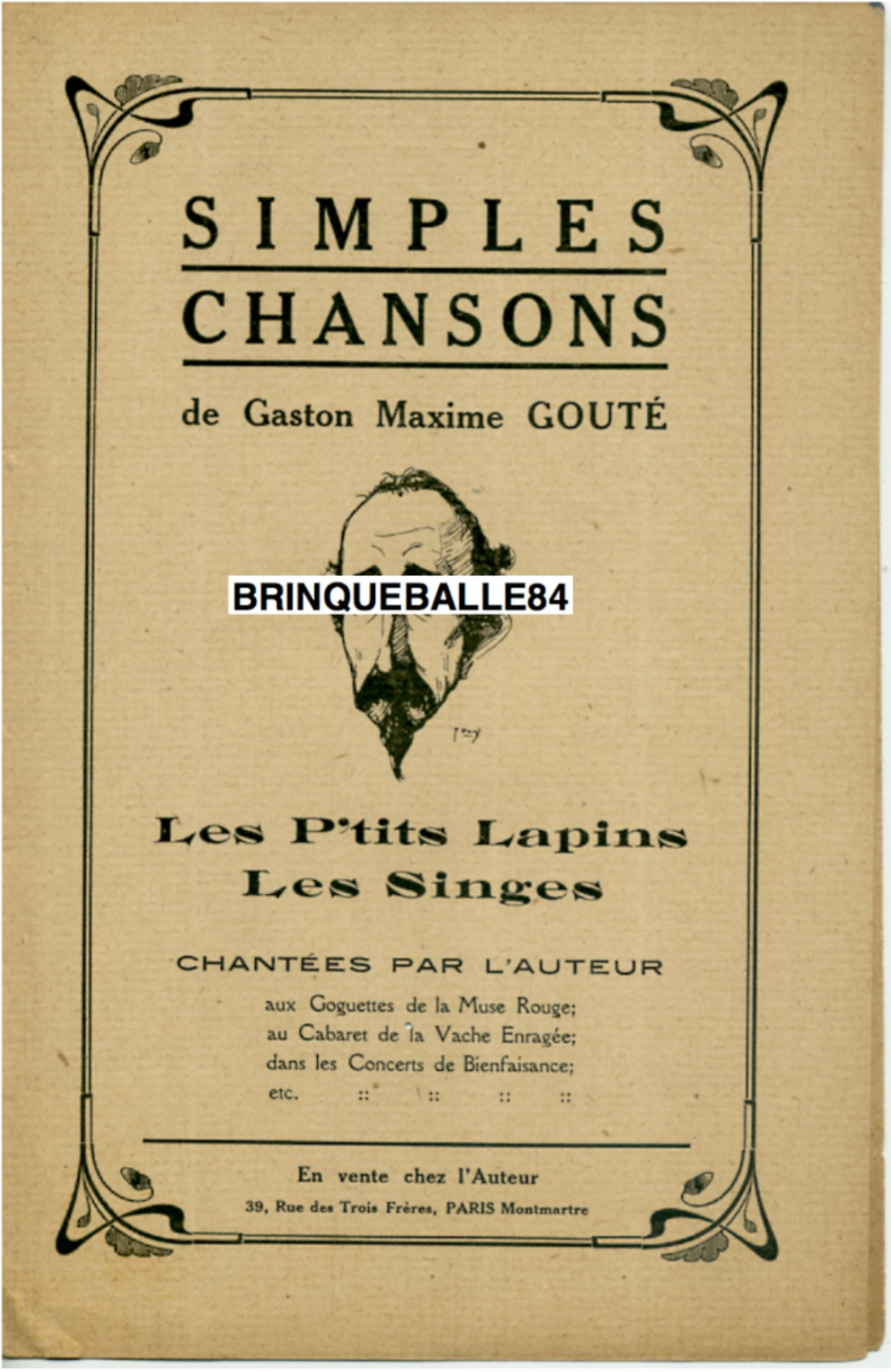 PARTITION ANARCHIE GASTON-MAXIME GOUTÉ MUSE ROUGE VACHE ENRAGÉE LES SINGES LES P'TITS LAPINS MONTMARTRE SATIRE POLITIQUE - Other & Unclassified