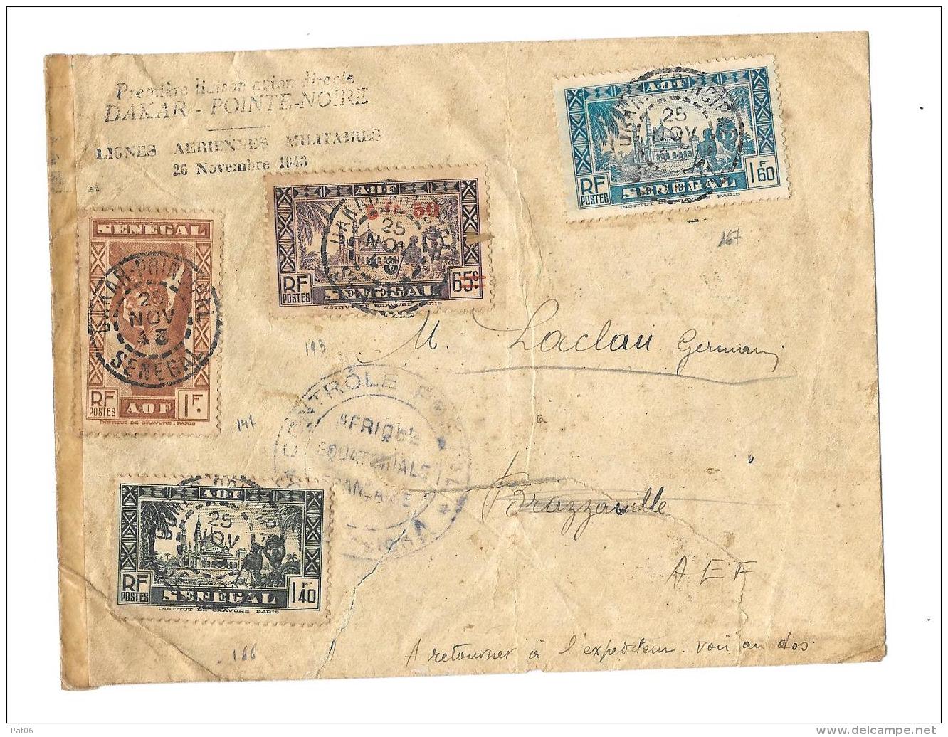 Colonies Françaises &ndash;  SENEGAL &laquo; DAKAR &raquo;L.I. 2ème Ech. - 15gr. - Affrancht. P.A. Inter-colonial  &laqu - Luchtpost