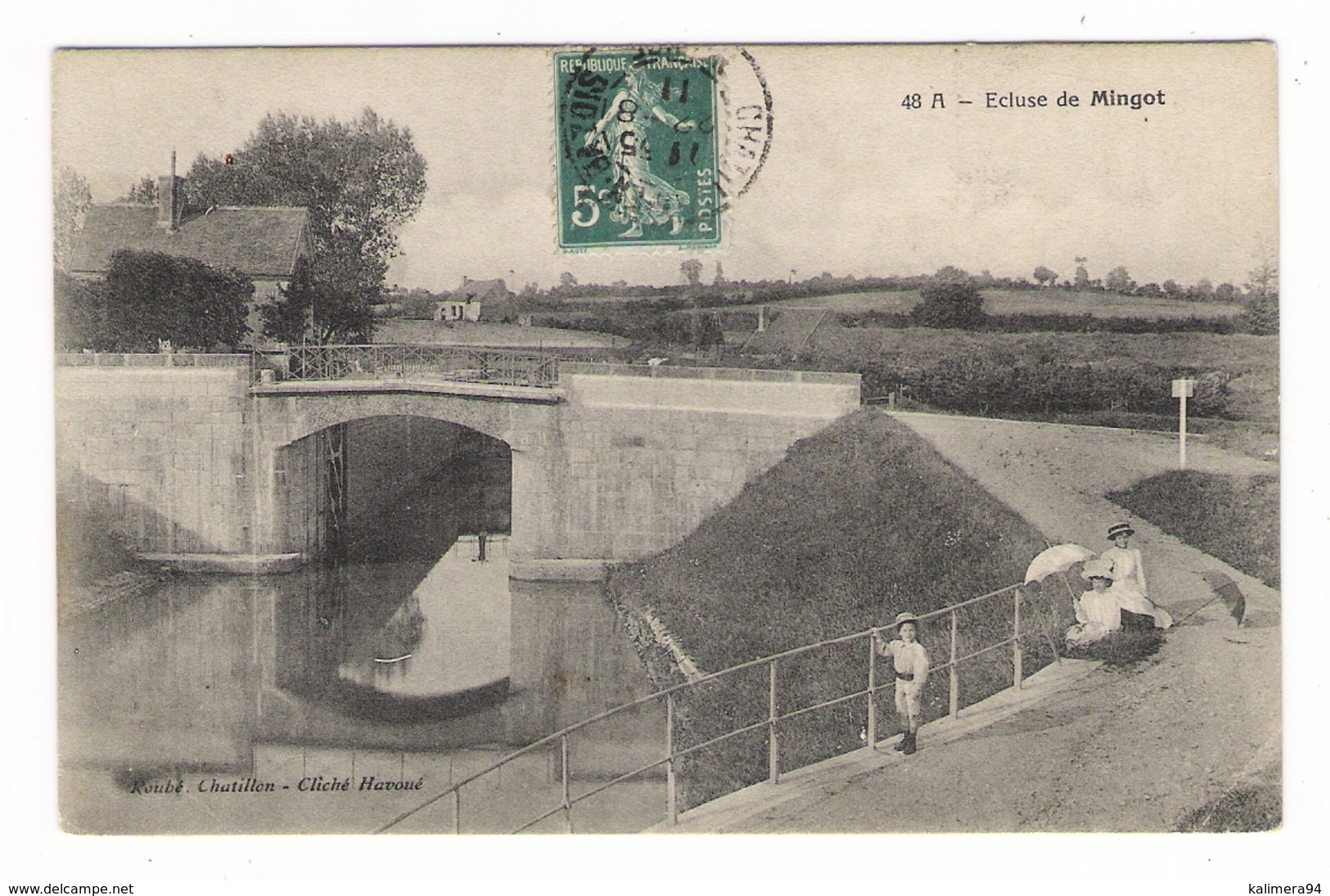 NIÈVRE  /  ECLUSE  DE  MINGOT ( Canal, Batellerie, Enfants, Ombrelle ) / Cl. HAVOUE  ( Cachet De CHATILLON-en-BAZOIS ) - Andere & Zonder Classificatie