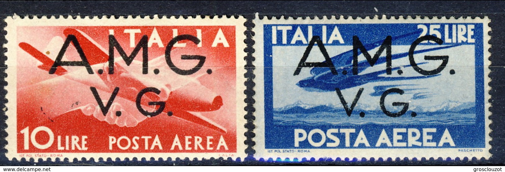 Trieste VG Zona A Posta Aerea 1945 - 47 N. 5 L. 10 E N. 6 L. 25 MNH Cat. &euro; 7 - Neufs