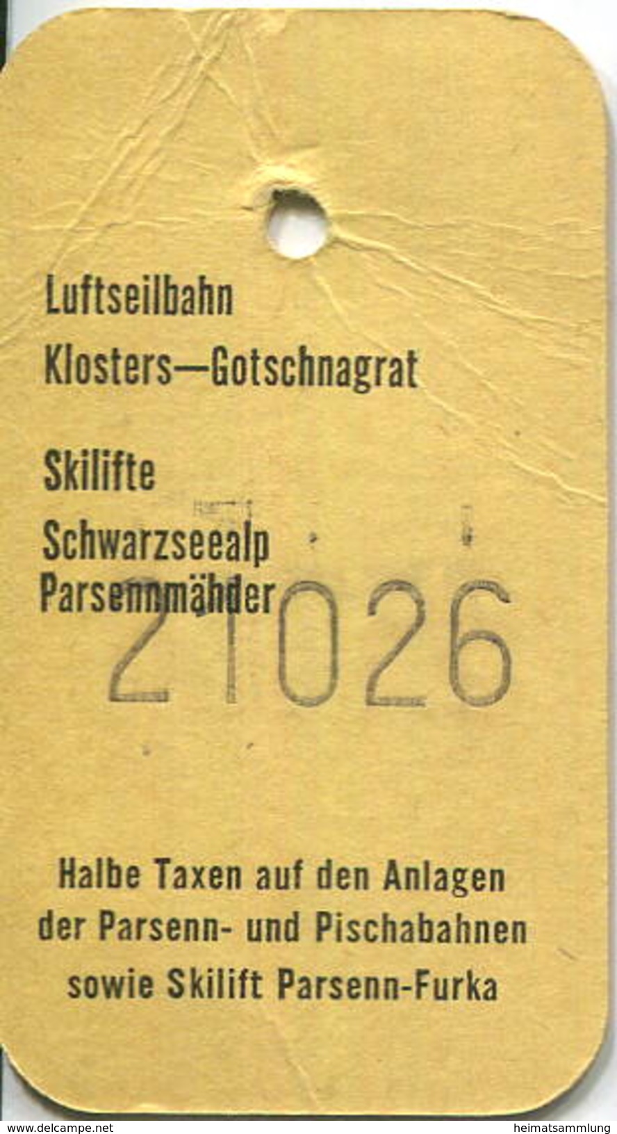 Schweiz - Gotschna Bahn - Tageskarte Erwachsene Fr. 20.- - Europa