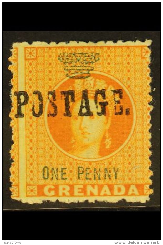 1883 1d Orange, Handstamped "Postage", SG 27, Very Fine Mint Og. Ex Sir Gwaine Baillie. For More Images, Please... - Grenada (...-1974)