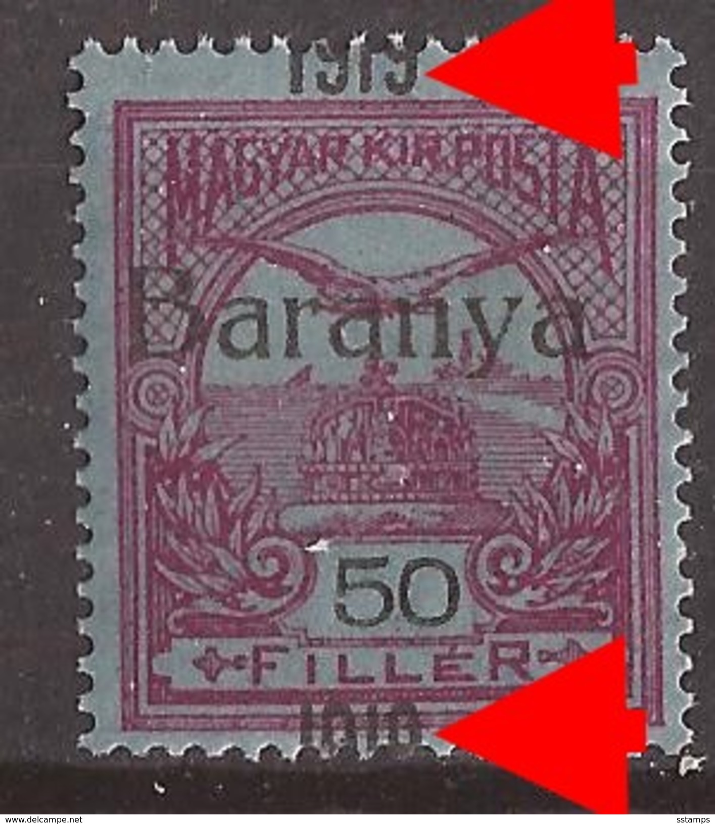 6 - - 24.  1919  12   BARANYA  UNGARN SERBIA SRBIJA JUGOSLAVIJA OVERPRINT  TYP II -moved - BIRDS  NEVER HINGED - Baranya