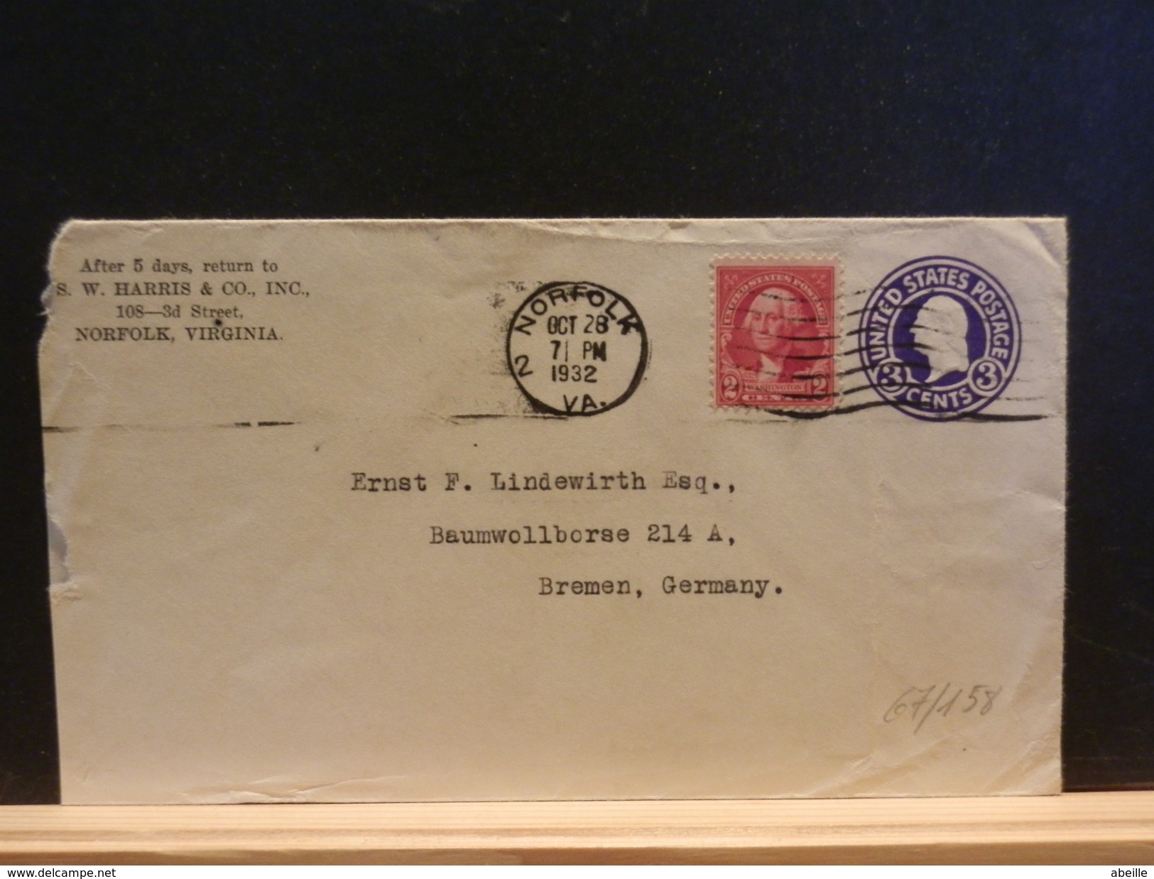 67/158  ENVELOPPE USA  1932 - 1901-20